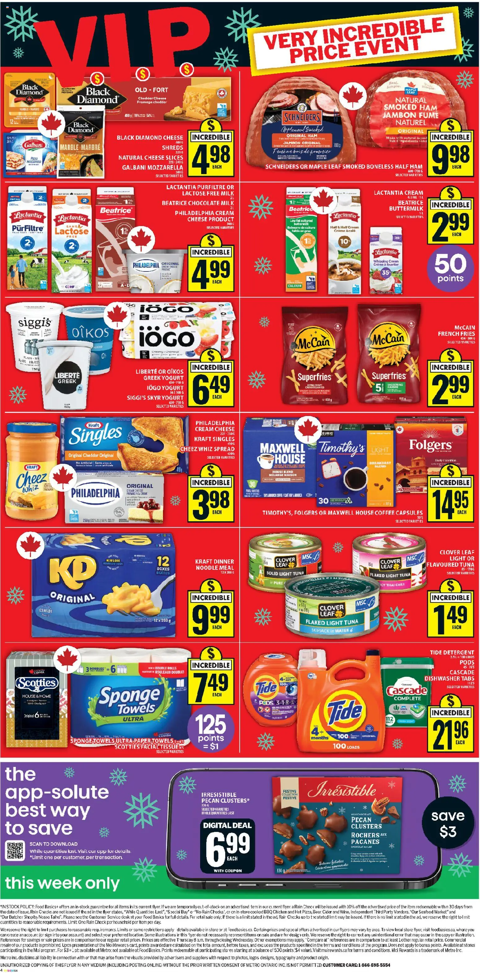 Food Basics flyer valid from 11.12.2025 | Page: 3 | Products: Sponge, Detergent, Pizza, Chicken
