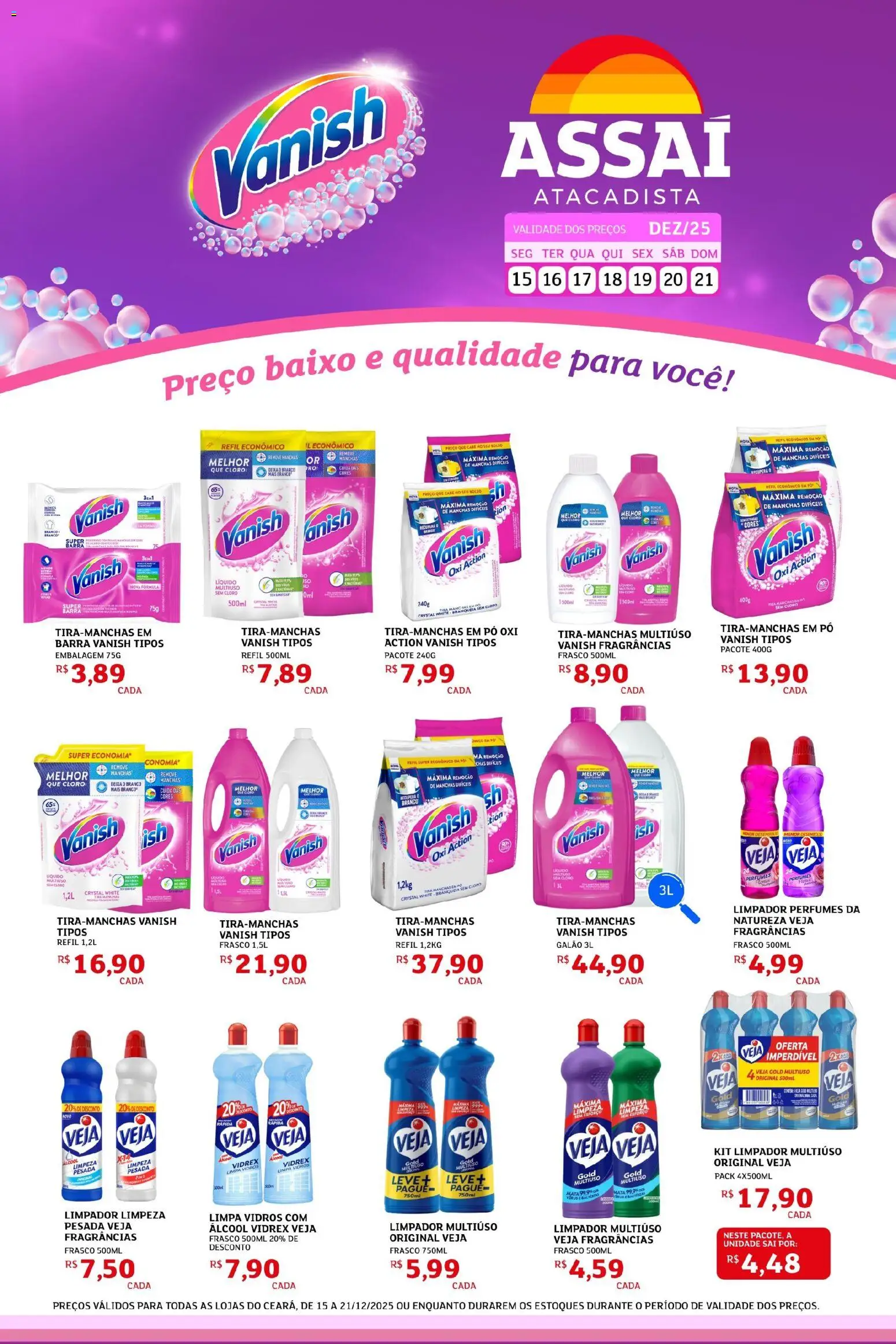 Assaí Atacadista Folheto - válido de 15.12.2025 | Página: 1 | Produtos: Cloro, Tira manchas, Baixo, Perfumes