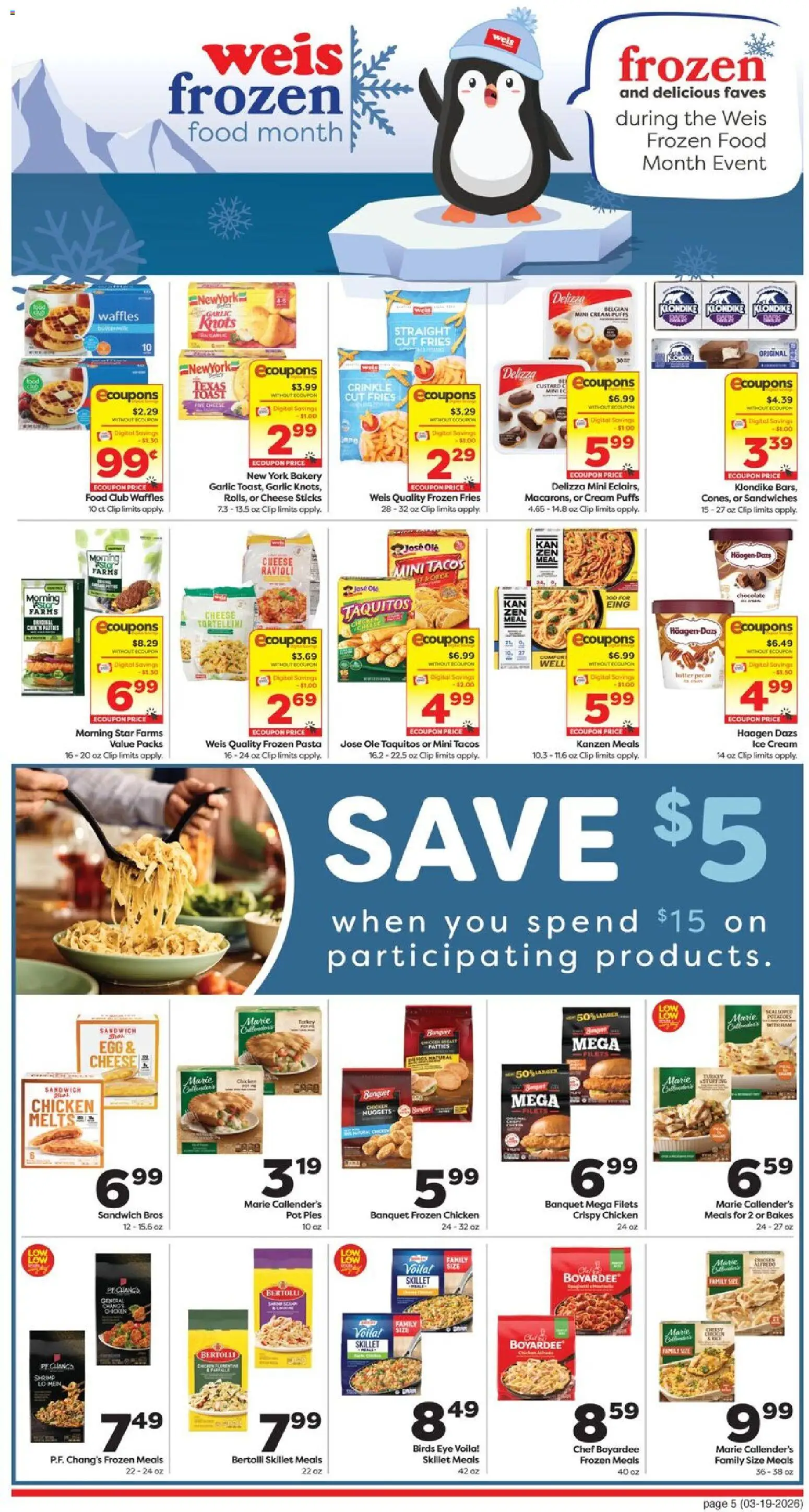 Weis Weekly Ad - valid from 19.03.2026 | Page: 5 | Products: Bakery, Skillet, Chocolate, Pasta