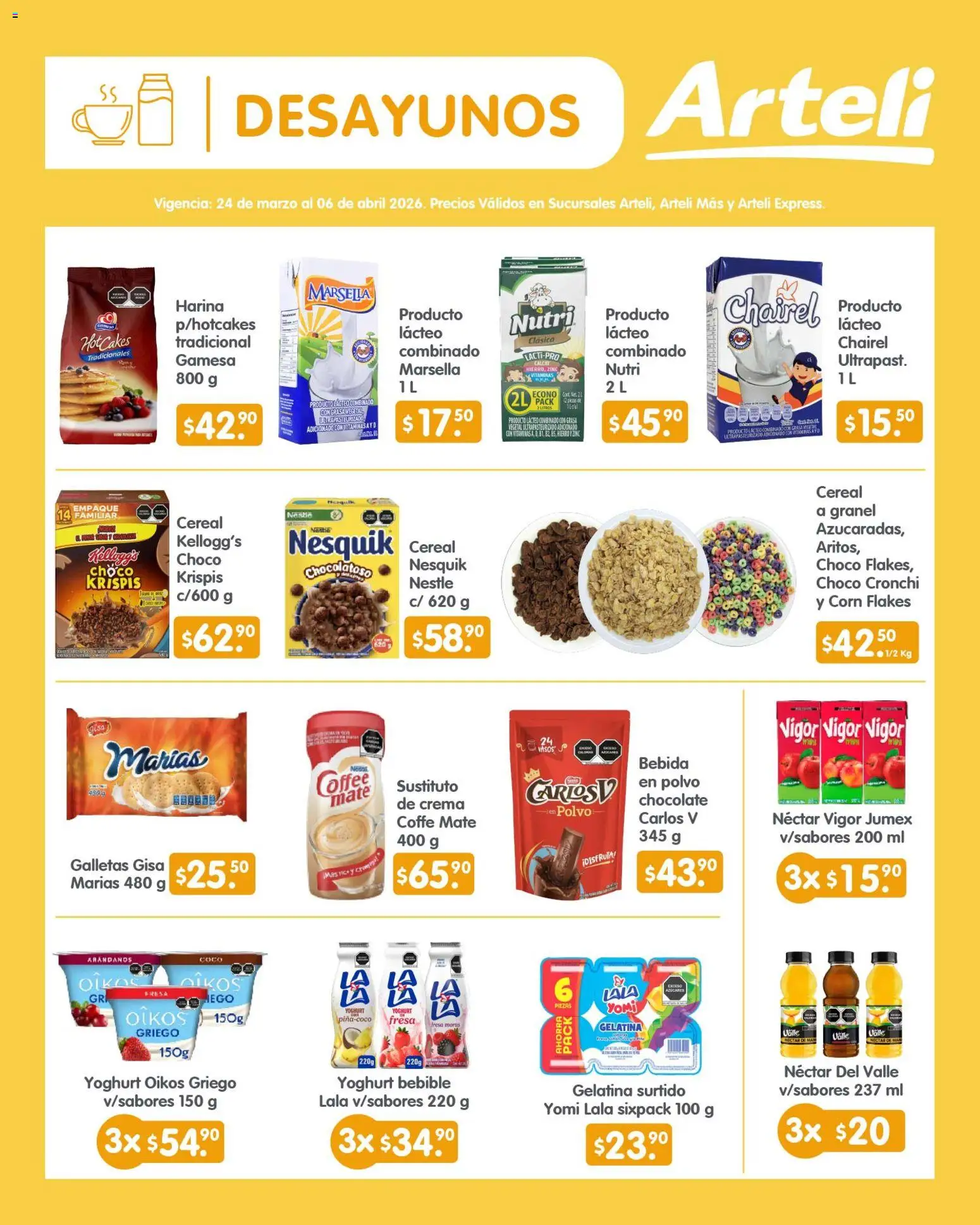 Nuevas ofertas de Arteli válidas en toda la República Mexicana desde el 24.03.2026. ¡Encuentra las mejores ofertas en Arteli folleto Quincenal! | Página: 4 | Productos: Gelatina, Arándanos, Galletas, Polvo