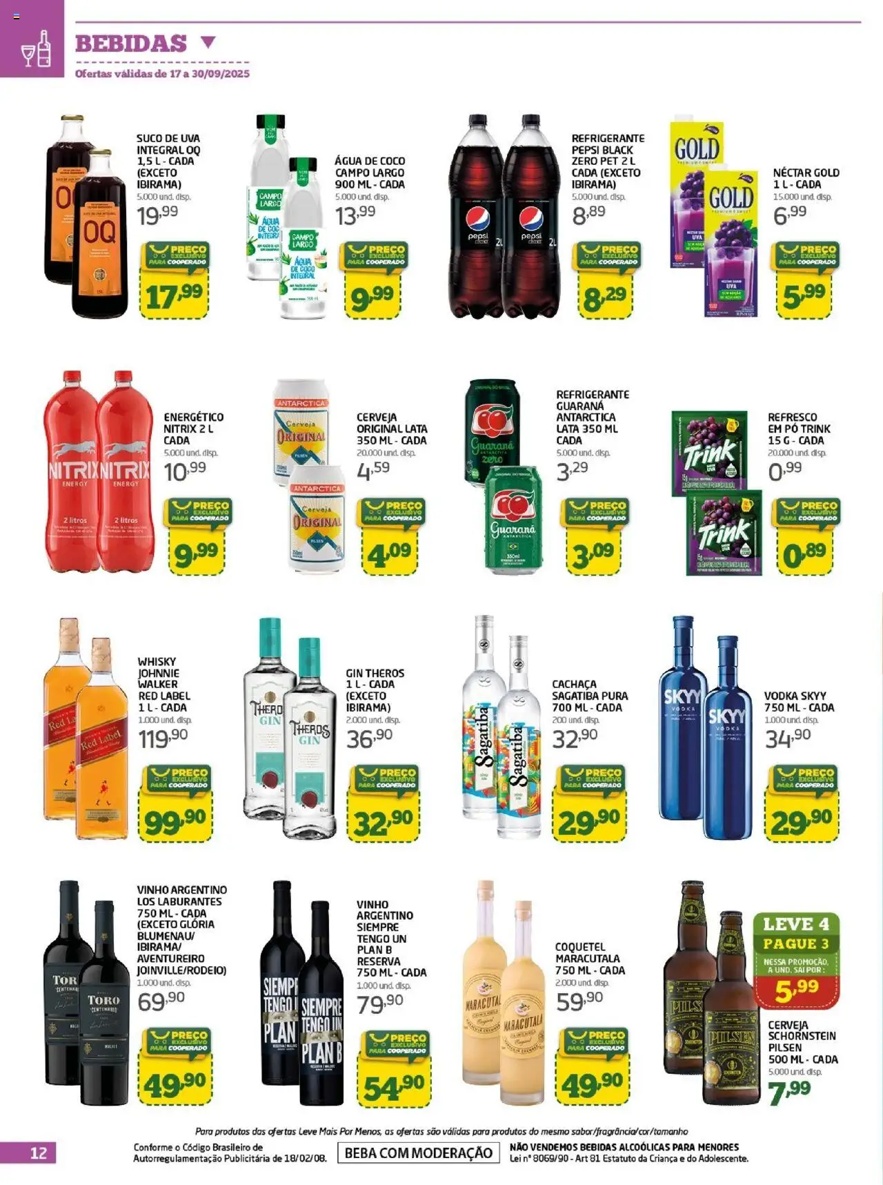 Cooper Folheto - válido de 17.09.2025 | Página: 12 | Produtos: Coco, Guaraná, Cachaça, Cerveja