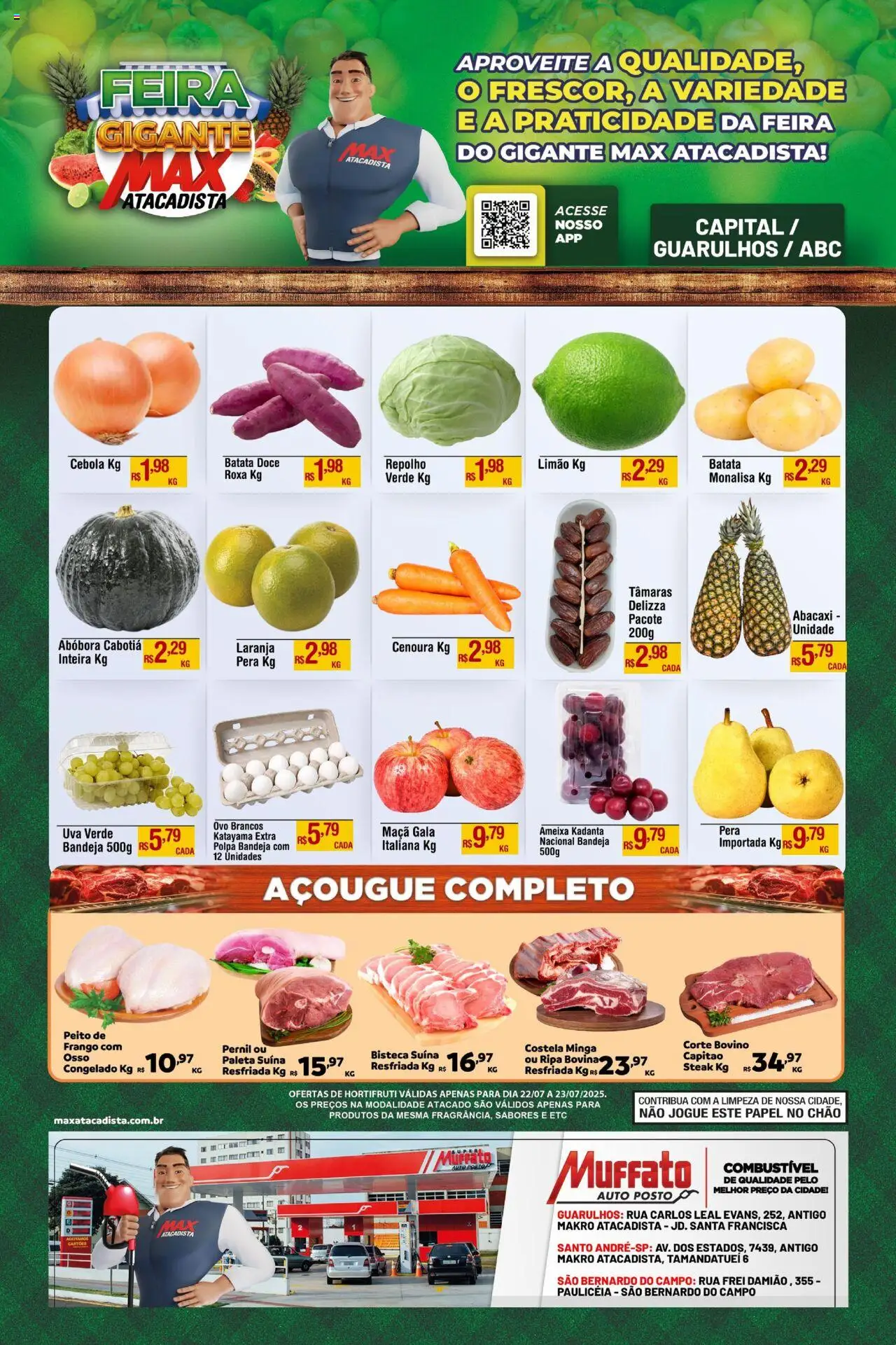 Max Atacadista Folheto - válido de 22.07.2025 | Página: 1 | Produtos: Repolho, Pernil, Bandeja, Batata