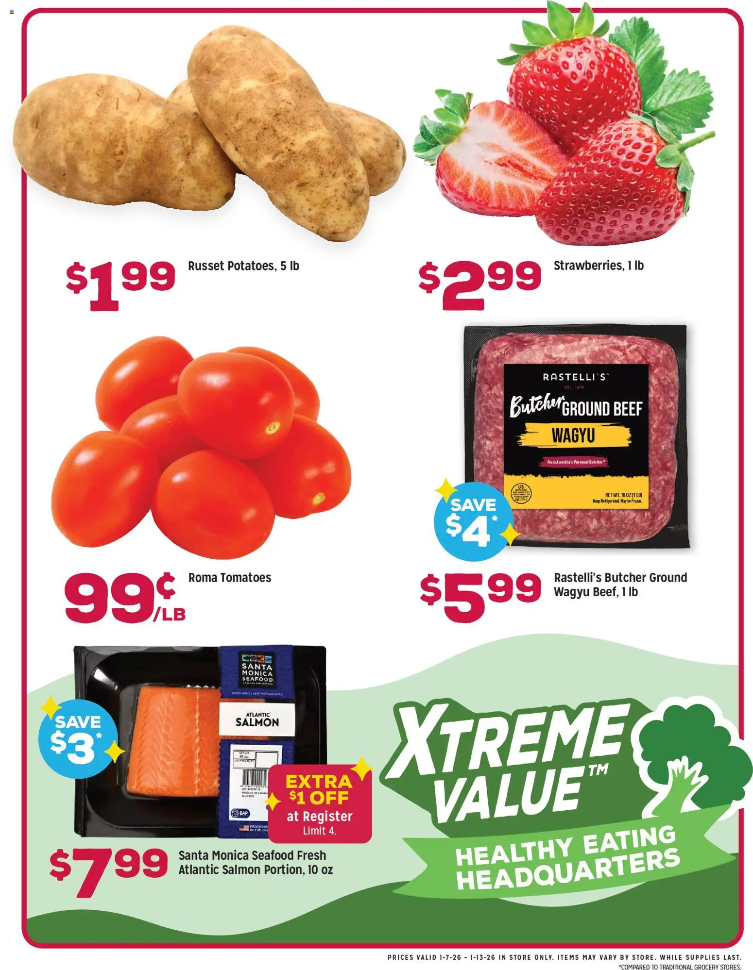 Grocery Outlet Weekly Ad - OH - valid from 07.01.2026 | Page: 2 | Products: Tomatoes, Beef, Seafood