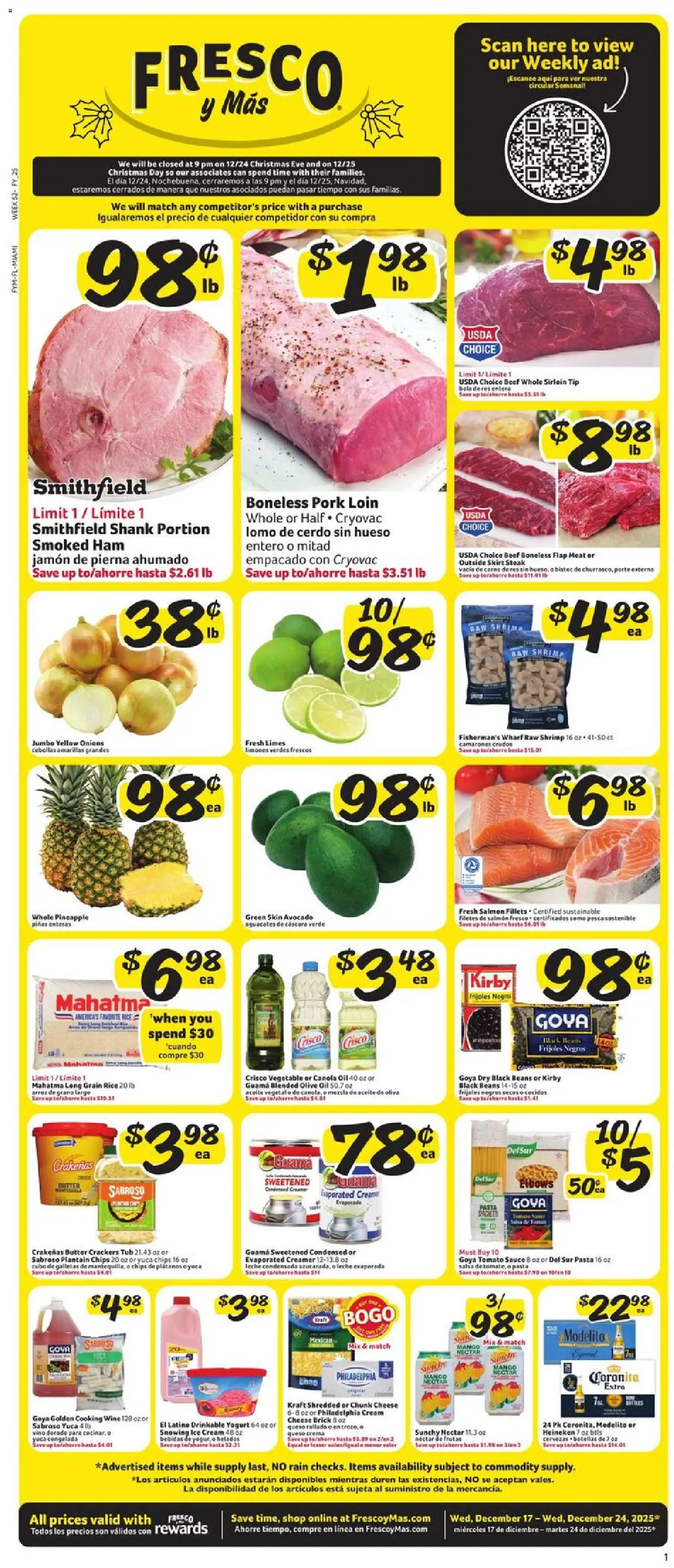 Fresco y Más Weekly Ad - valid from 17.12.2025 | Page: 1 | Products: Oil, Ice cream, Sauce, Mango