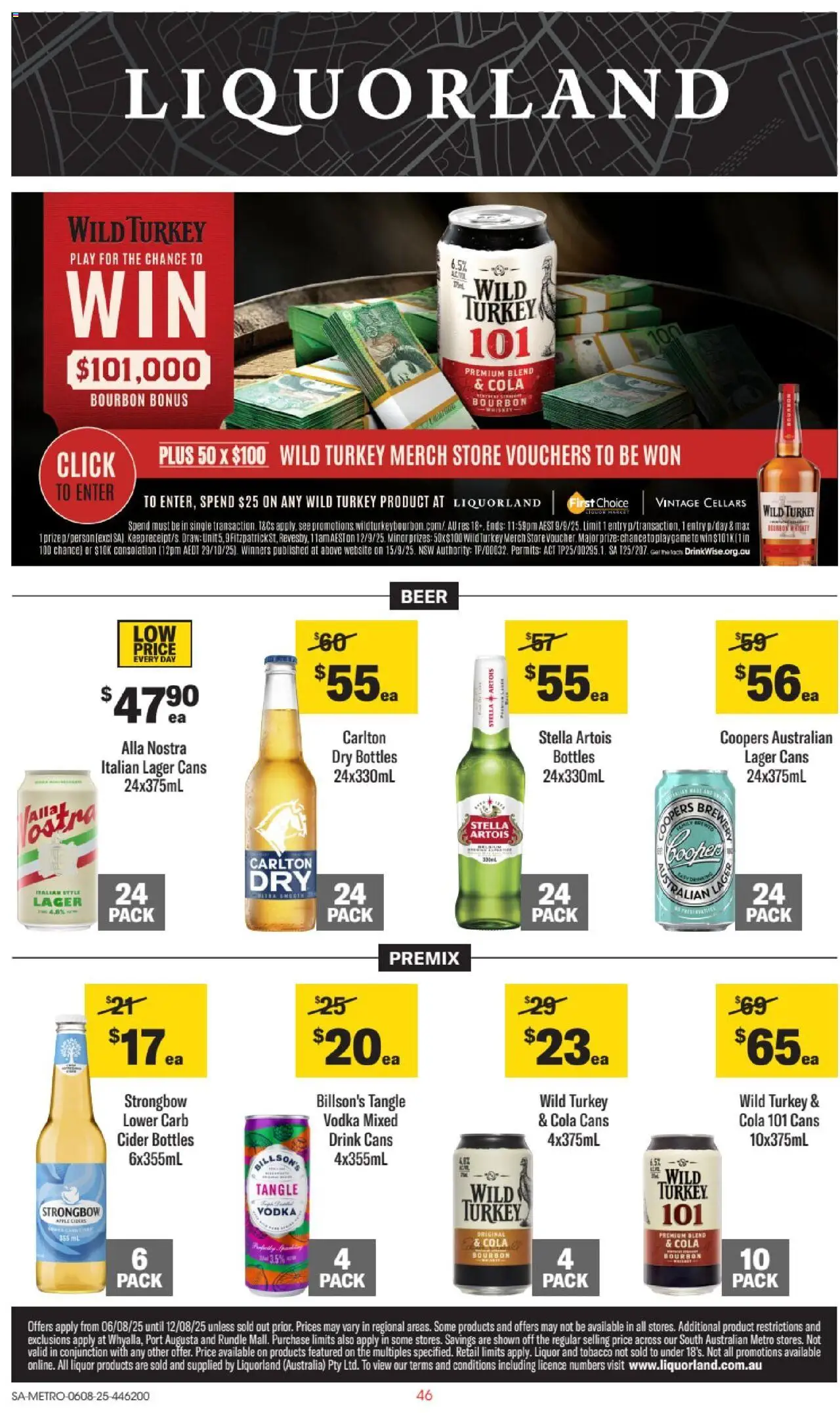 Liquorland catalogue - valid from 06.08.2025 | Page: 1 | Products: Bourbon, Vodka, Whiskey, Turkey