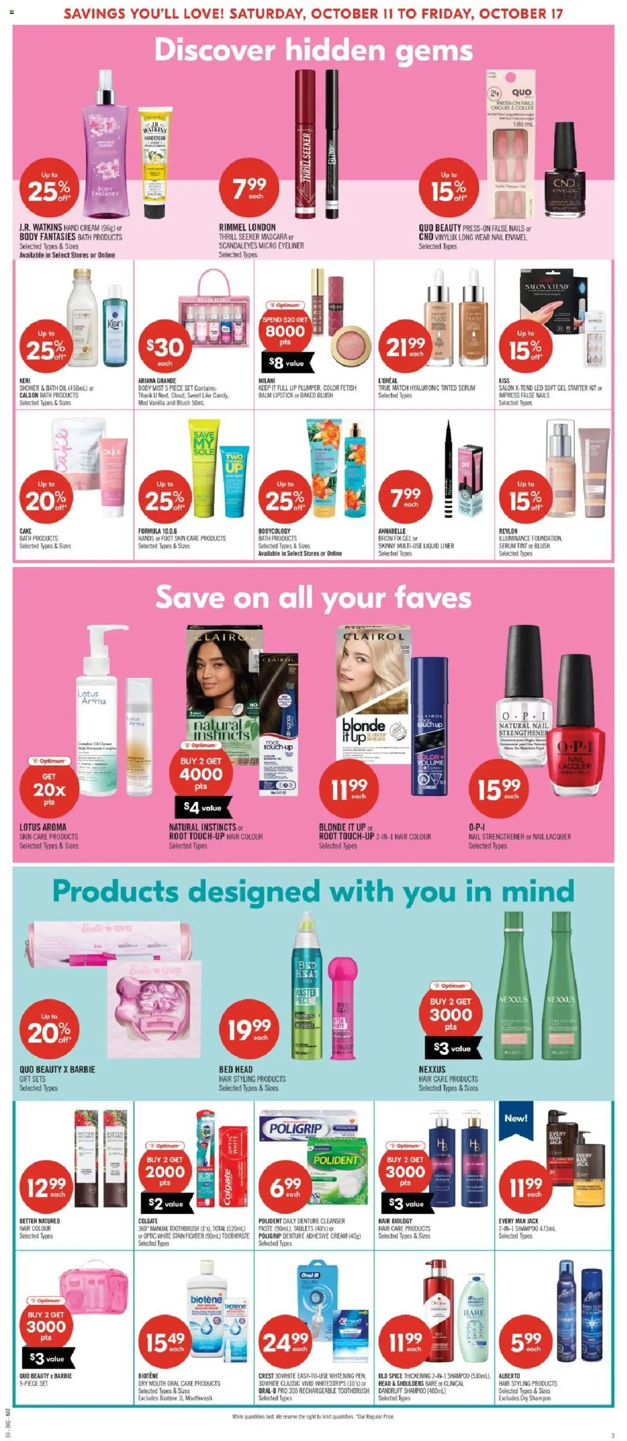 Shoppers flyer valid from 11.10.2025 | Page: 18 | Products: Cream, Mascara, Eyeliner, Shower