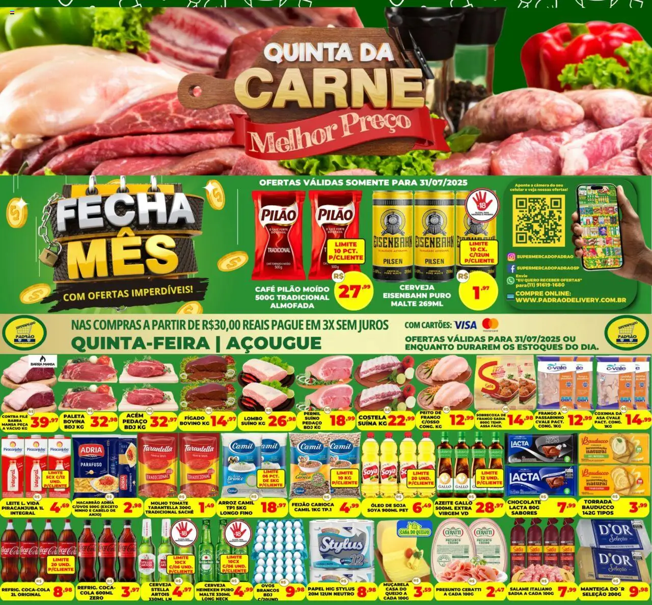 Supermercado Padrão Folheto - válido de 31.07.2025 | Página: 1 | Produtos: Pernil, Óleo, Presunto, Câmera