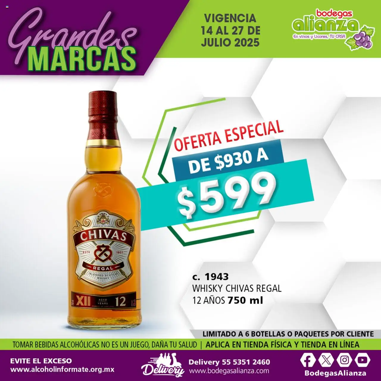 Nuevas ofertas de Bodegas Alianza válidas en toda la República Mexicana desde el 14.07.2025. ¡Encuentra las mejores ofertas en Bodegas Alianza - Catálogo Grandes Marcas! | Página: 1 | Productos: Whisky