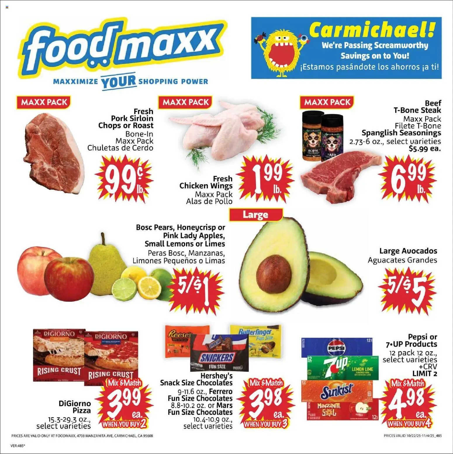 FoodMaxx Weekly Ad - valid from 22.10.2025 | Page: 1 | Products: Pizza, Beef, Lemon, Lime
