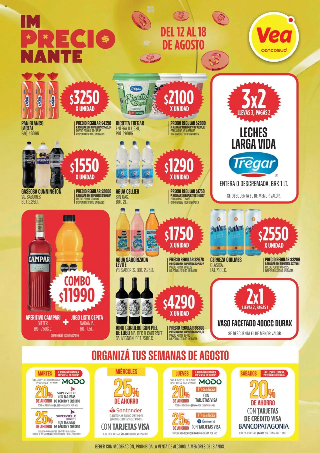 Vea - Oferta imPRECIOnante │ válido desde el 12.08.2025 | Página: 3 | Productos: Agua, Pan, Jugo, Agua saborizada