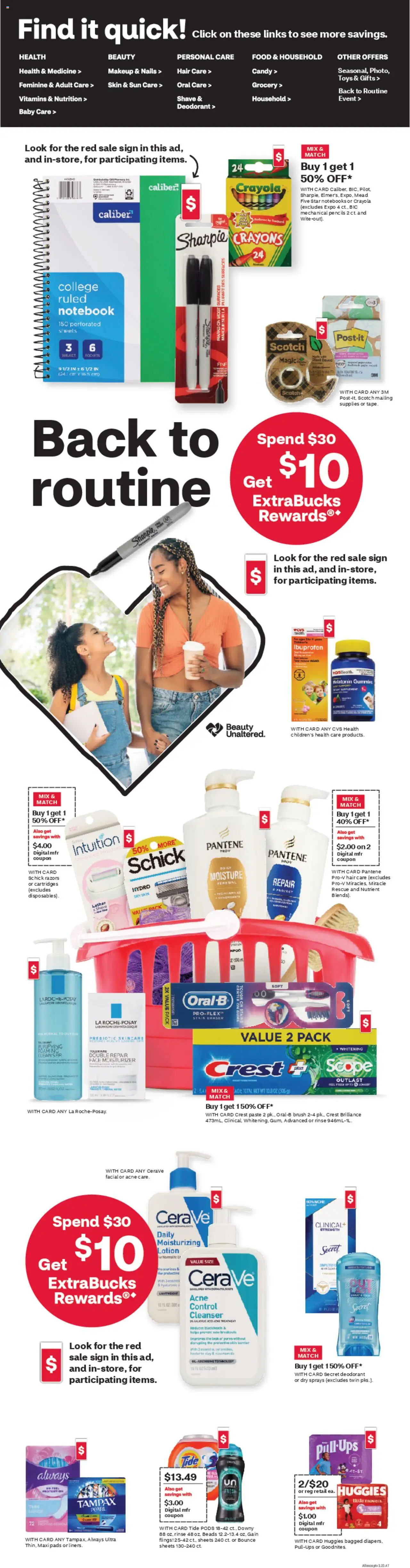 CVS Pharmacy Weekly Ad - WV - valid from 03.08.2025 | Page: 2 | Products: Melatonin, Brush, Pads, Notebook