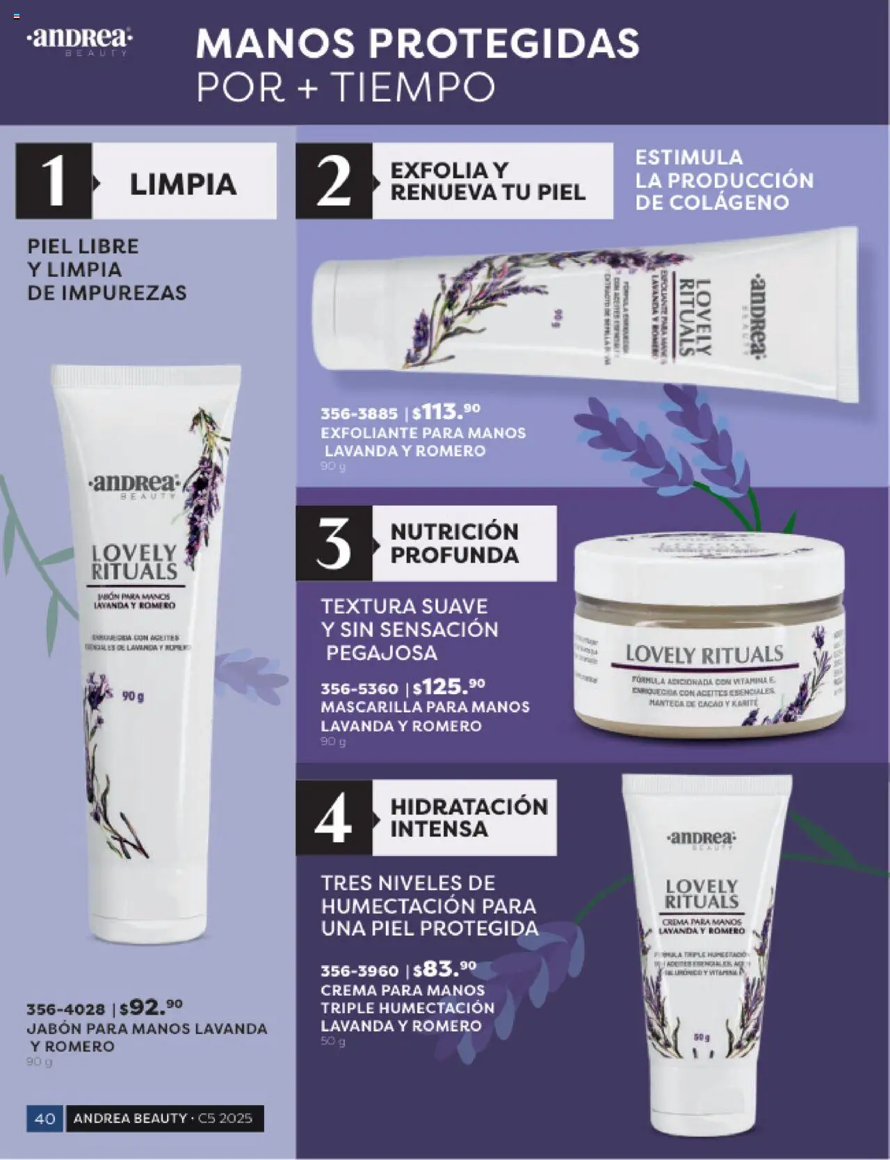Nuevas ofertas de Andrea válidas en toda la República Mexicana desde el 24.08.2025. ¡Encuentra las mejores ofertas en Andrea - Catálogo Beauty Campaña 5! | Página: 40 | Productos: Crema, Cacao, Mascarilla, Jabón