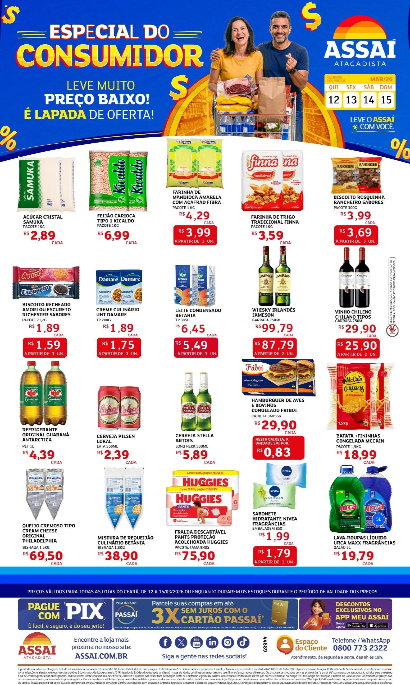 Assaí Atacadista Folheto - válido de 12.03.2026 | Página: 1 | Produtos: Biscoito, Cream cheese, Base, Requeijão