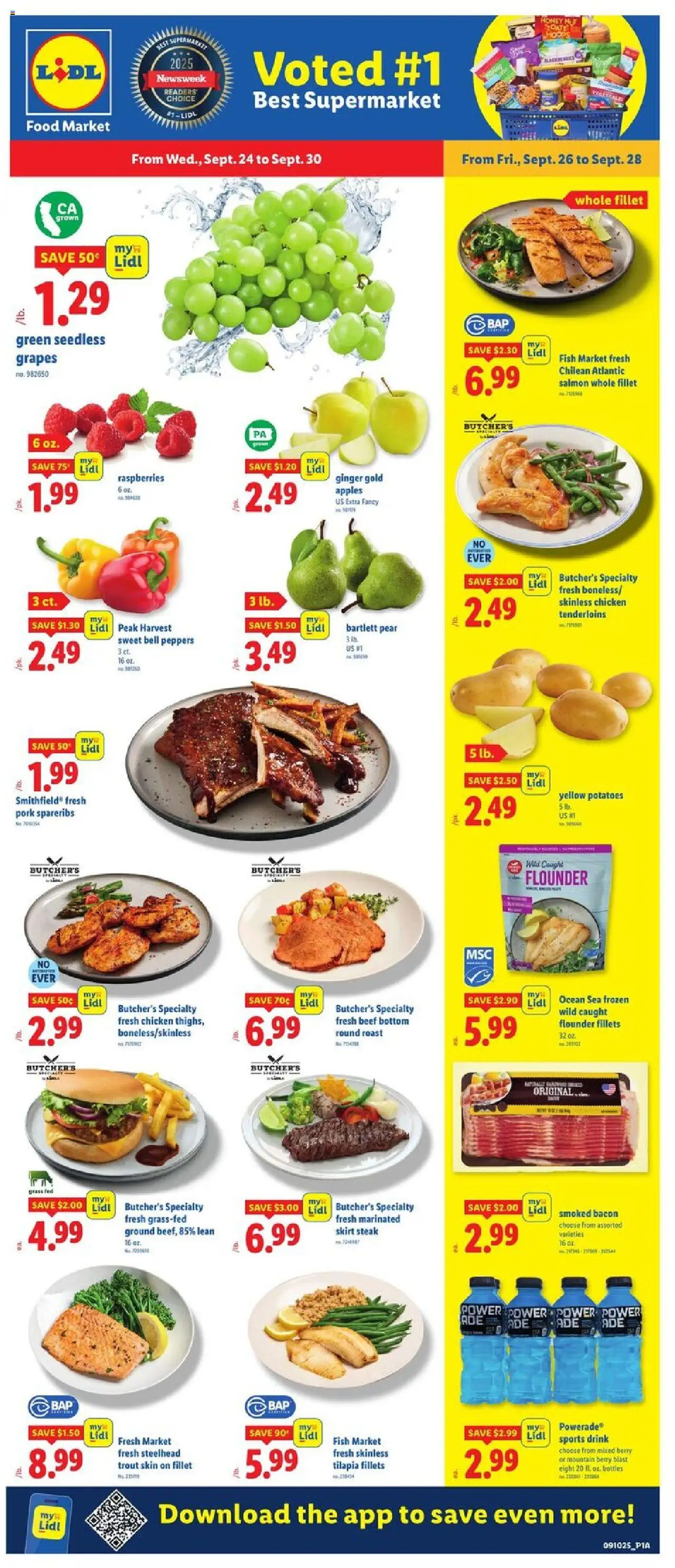 Lidl Weekly Ad - NY - valid from 24.09.2025 | Page: 1 | Products: Peppers, Fish, Beef, Pear