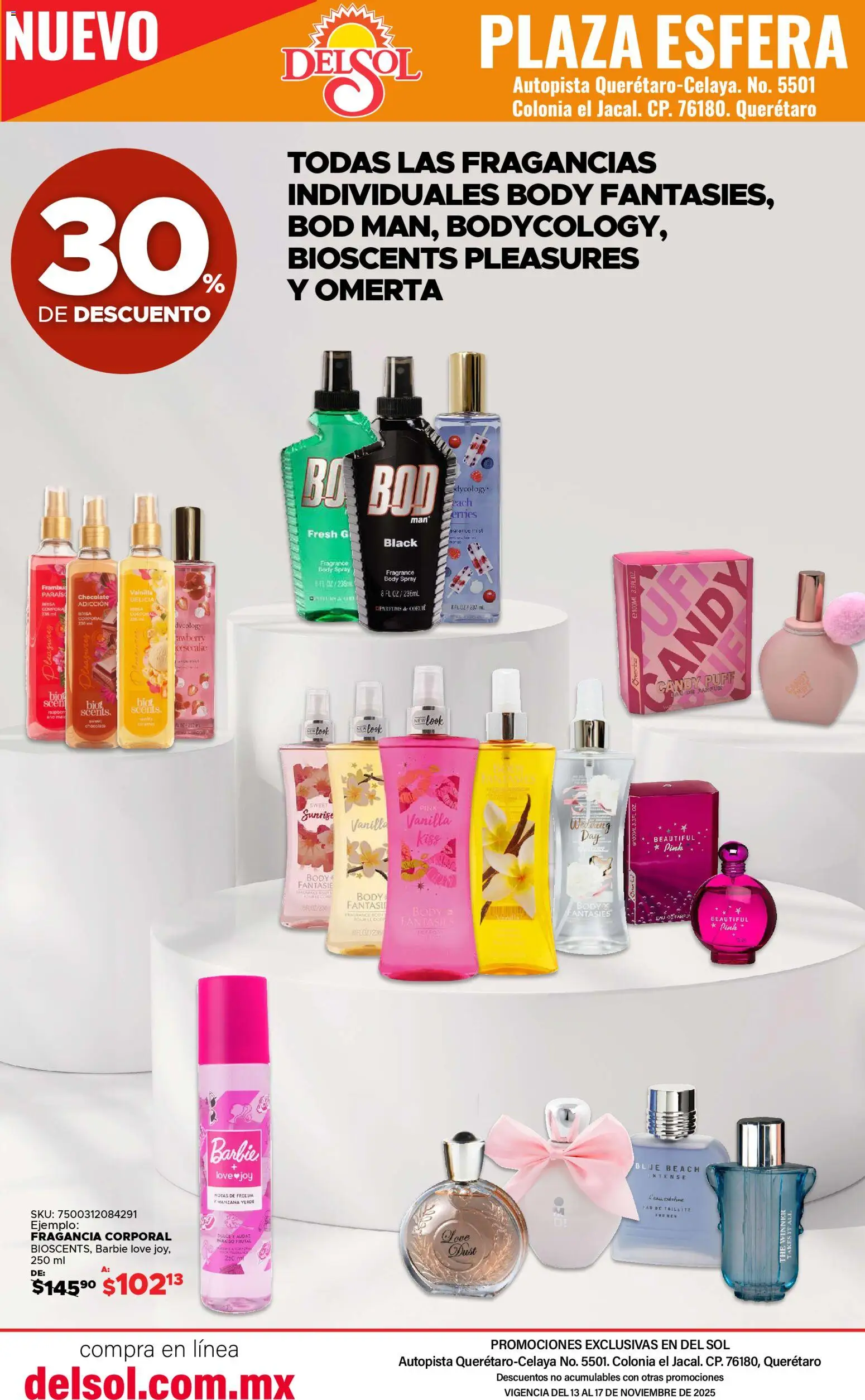 Nuevas ofertas de Del Sol y Woolworth válidas en toda la República Mexicana desde el 13.11.2025. ¡Encuentra las mejores ofertas en Del Sol y Woolworth catálogo Apertura Querétaro Esfera 1201! | Página: 52 | Productos: Manzana, Chocolate, Body, Fragancia