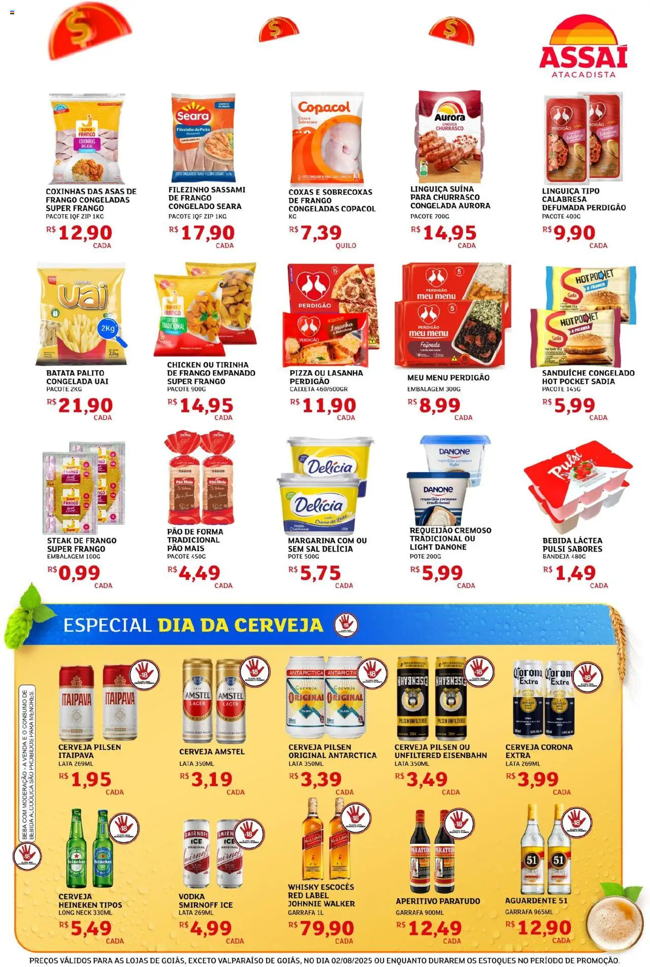 Assaí Atacadista Folheto - válido de 02.08.2025 | Página: 3 | Produtos: Linguiça, Heineken, Lasanha, Vodka
