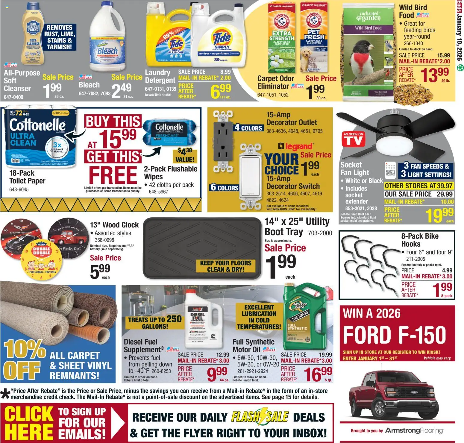 Menards - Weekly Ad - valid from 31.12.2025 | Page: 20 | Products: Socket, Carpet, Switch, Sheet