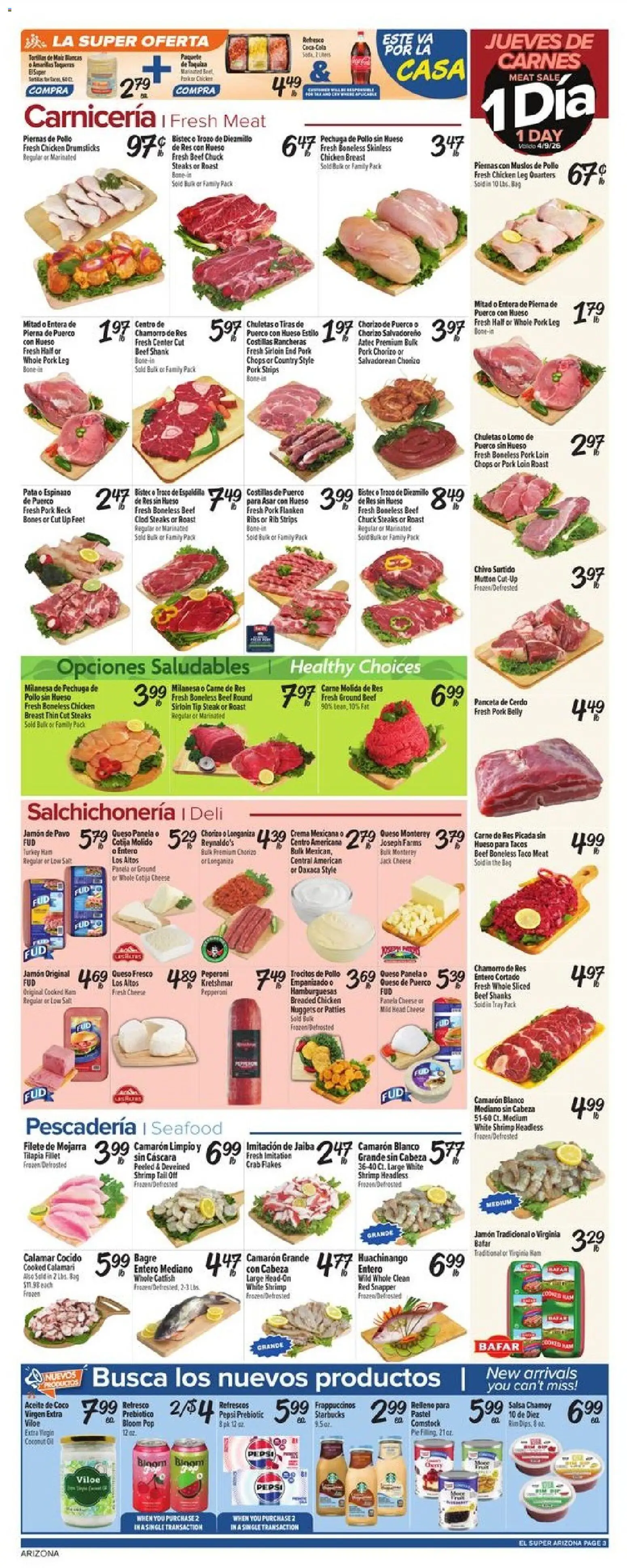 El Super Weekly Ad - AK - valid from 08.04.2026 | Page: 3 | Products: Pork, Flakes, Salt, Bag
