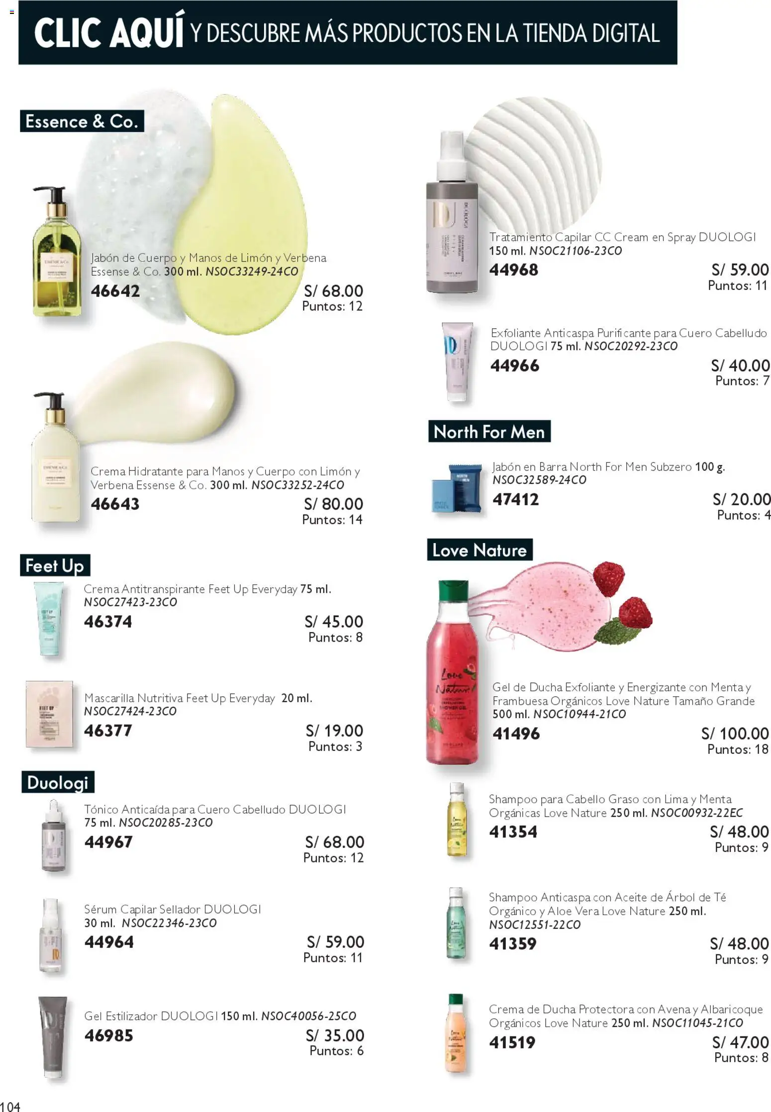 Catálogo Oriflame válido desde 27.12.2025 | Página: 104 | Productos: Exfoliante, Shampoo, Gel de ducha, Crema