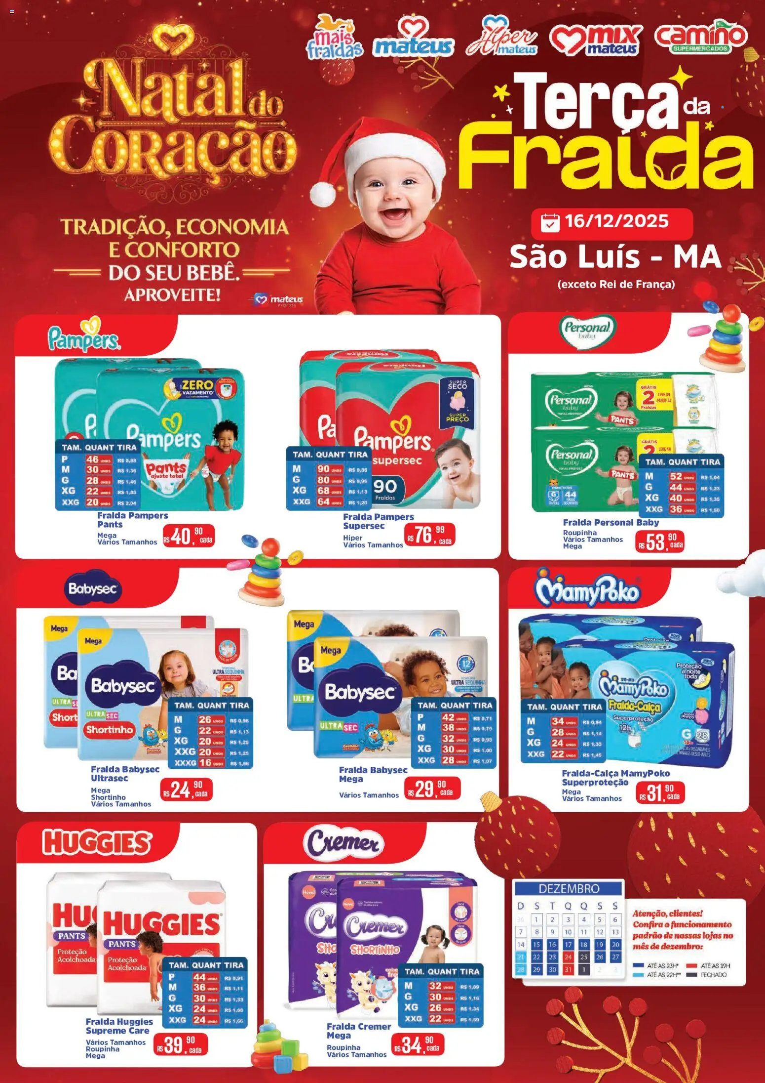 Mateus Folheto - válido de 16.12.2025 | Página: 1 | Produtos: Fralda pampers, Pampers, Fraldas