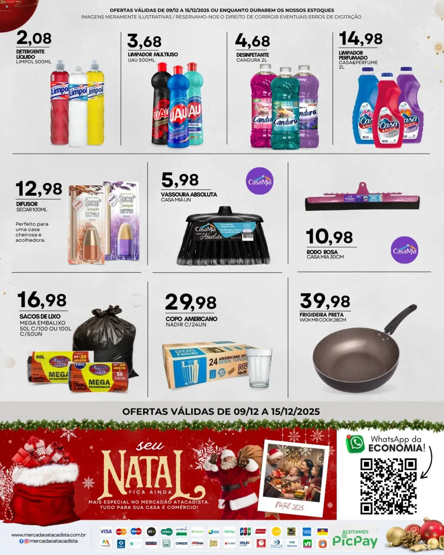 Mercadão Atacadista Folheto - válido de 09.12.2025 | Página: 12 | Produtos: Difusor, Frigideira, Detergente, Rodo