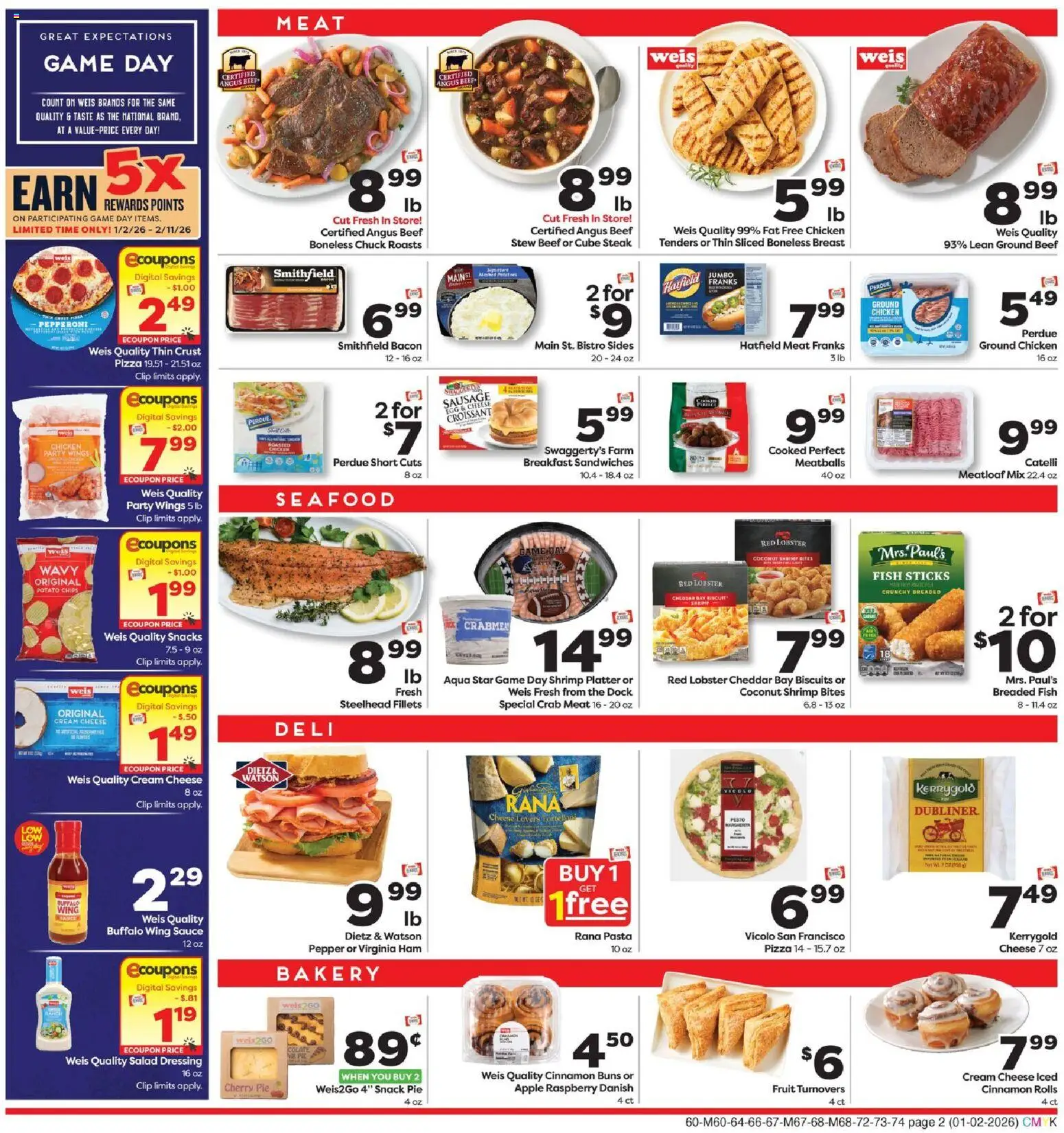 Weis Weekly Ad - valid from 02.01.2026 | Page: 2 | Products: Fish, Seafood, Sausage, Game
