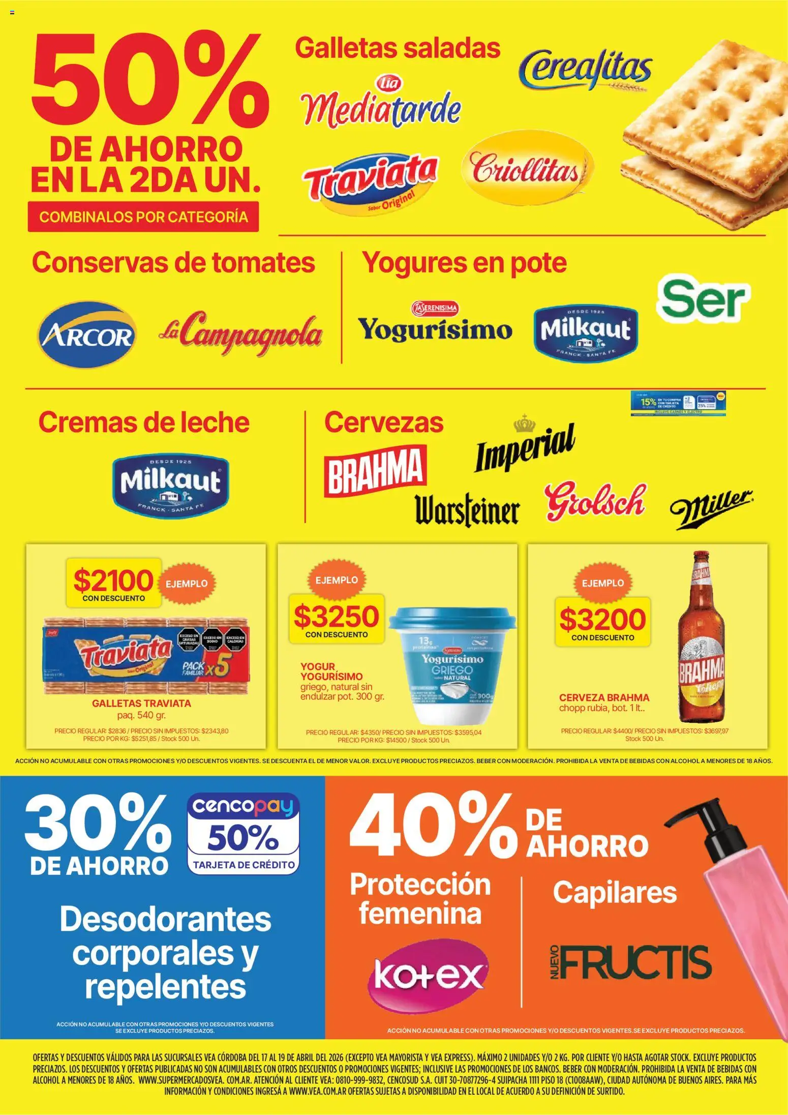 Vea - Ofertas fin de semana | Córdoba │ válido desde el 17.04.2026 | Página: 4 | Productos: Leche, Cerveza, Tomates, Galletas