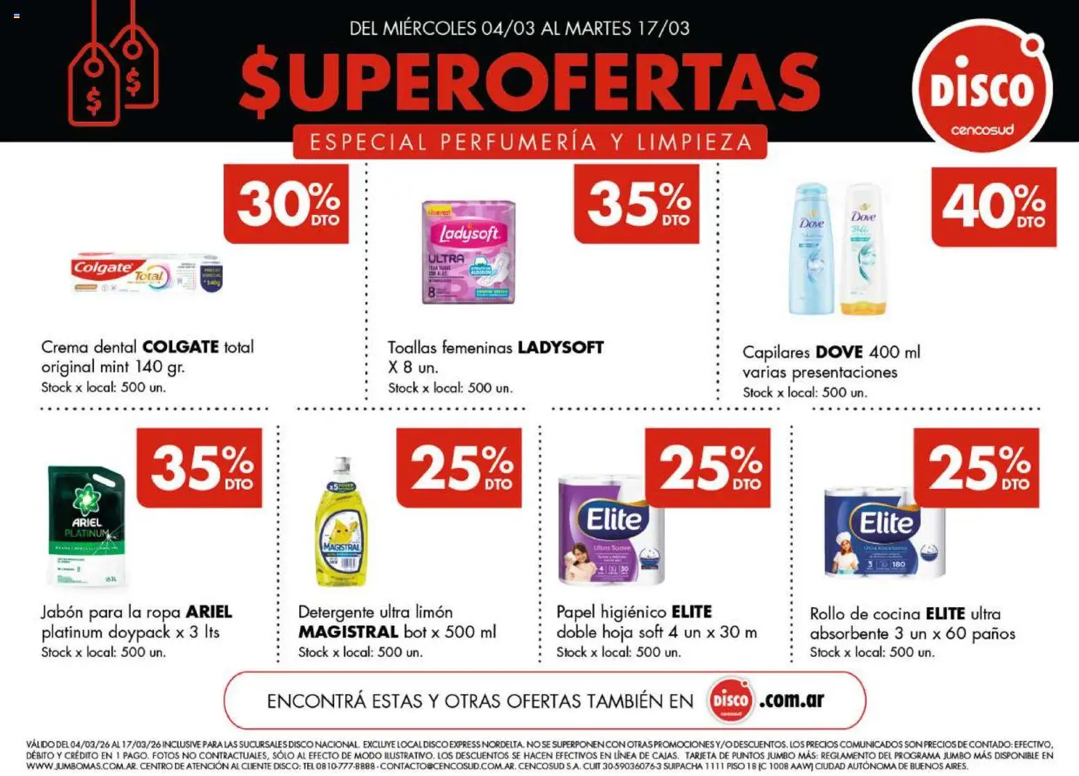 Disco - Especial Perfumería y Limpieza │ válido desde el 03.03.2026 | Página: 1 | Productos: Papel higiénico, Disco, Cocina, Crema