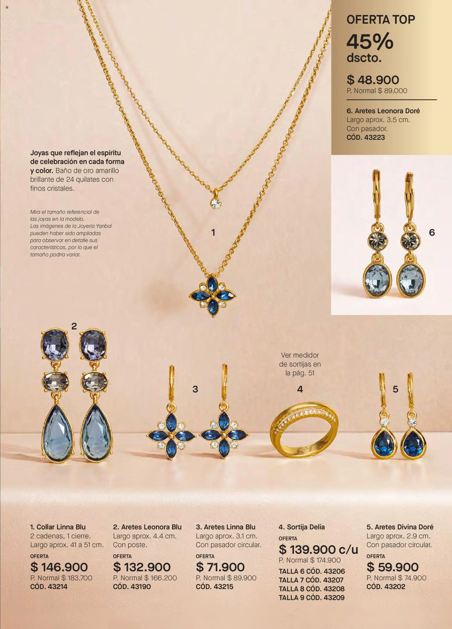 Yanbal revista - valida desde el 08.11.2025 | Página: 45 | Productos: Aretes, Baño, Top, Collar