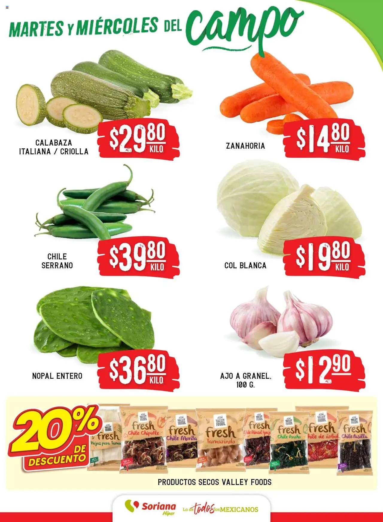 Nuevas ofertas de Soriana válidas en toda la República Mexicana desde el 16.09.2025. ¡Encuentra las mejores ofertas en Soriana - Martes y Miércoles del Campo Híper: BCS, Son y Sin! | Página: 3 | Productos: Ajo, Col, Zanahoria
