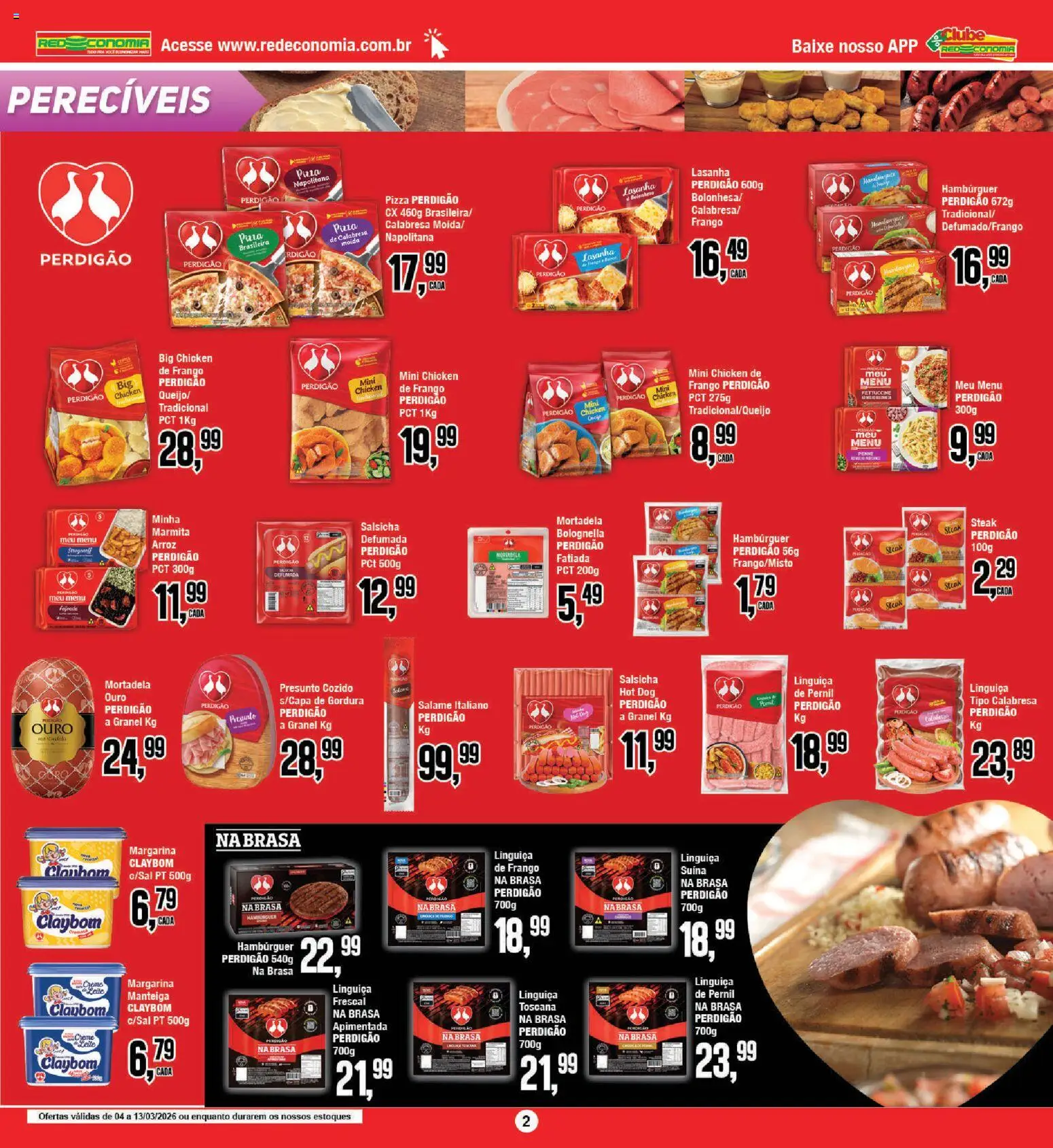 RedEconomia Folheto - válido de 13.03.2026 | Página: 2 | Produtos: Salsicha, Hambúrguer, Lasanha, Frango