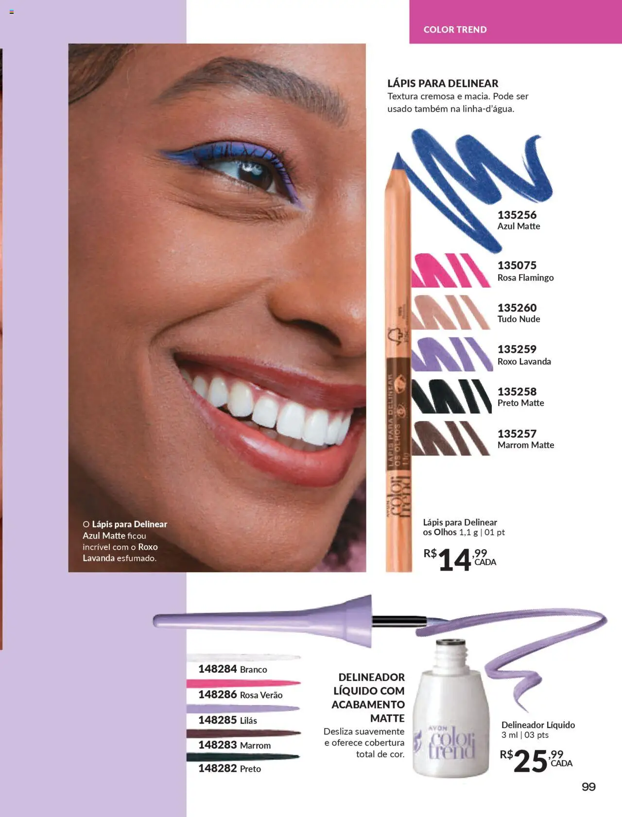Avon Folheto - válido de 16.06.2025 | Página: 99 | Produtos: Delineador, Lápis
