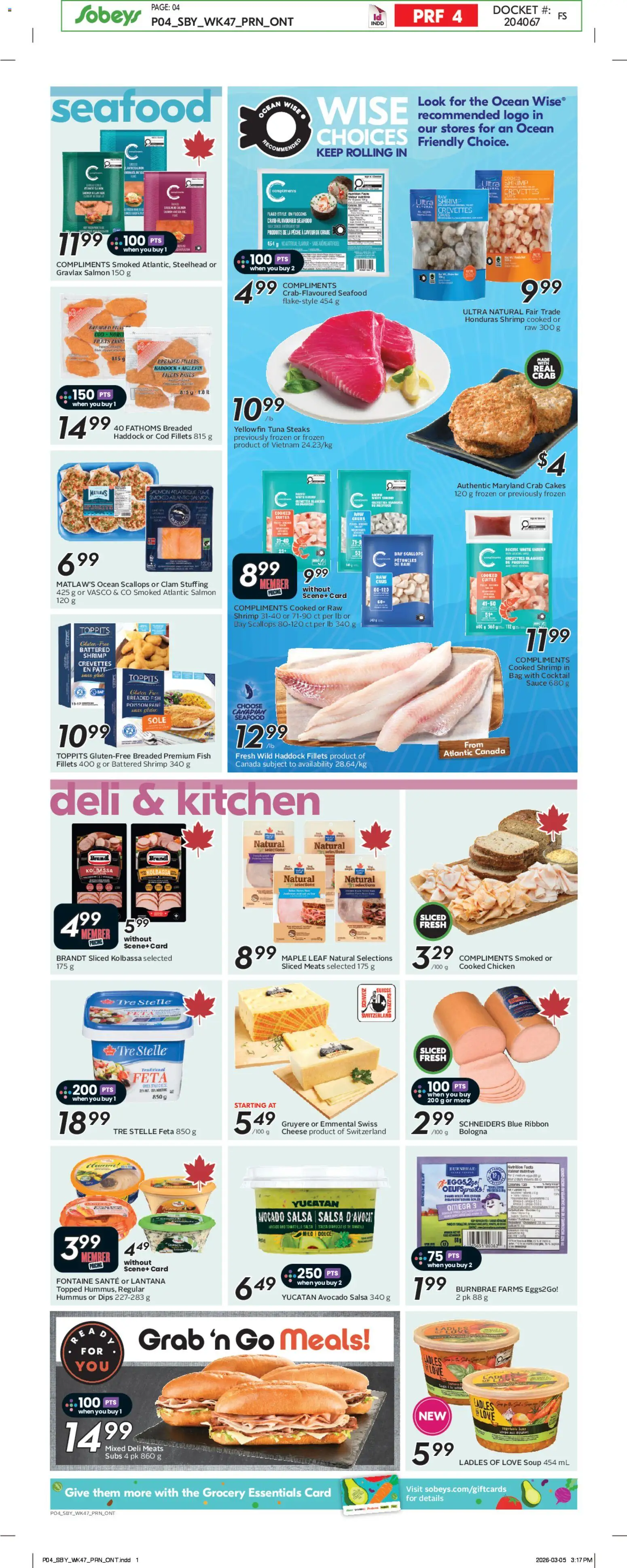 Sobeys flyer valid from 19.03.2026 | Page: 7 | Products: Fish, Grill, Cheese, Chicken