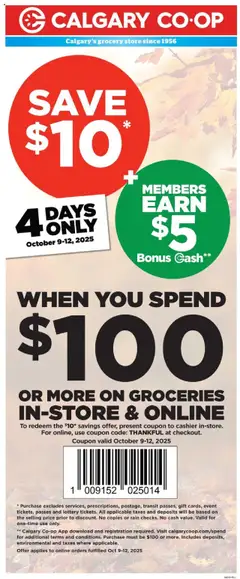 Preview of Calgary Co-op weekly flyer / circulaire from shop Calgary Co-op valid from 09.10.2025