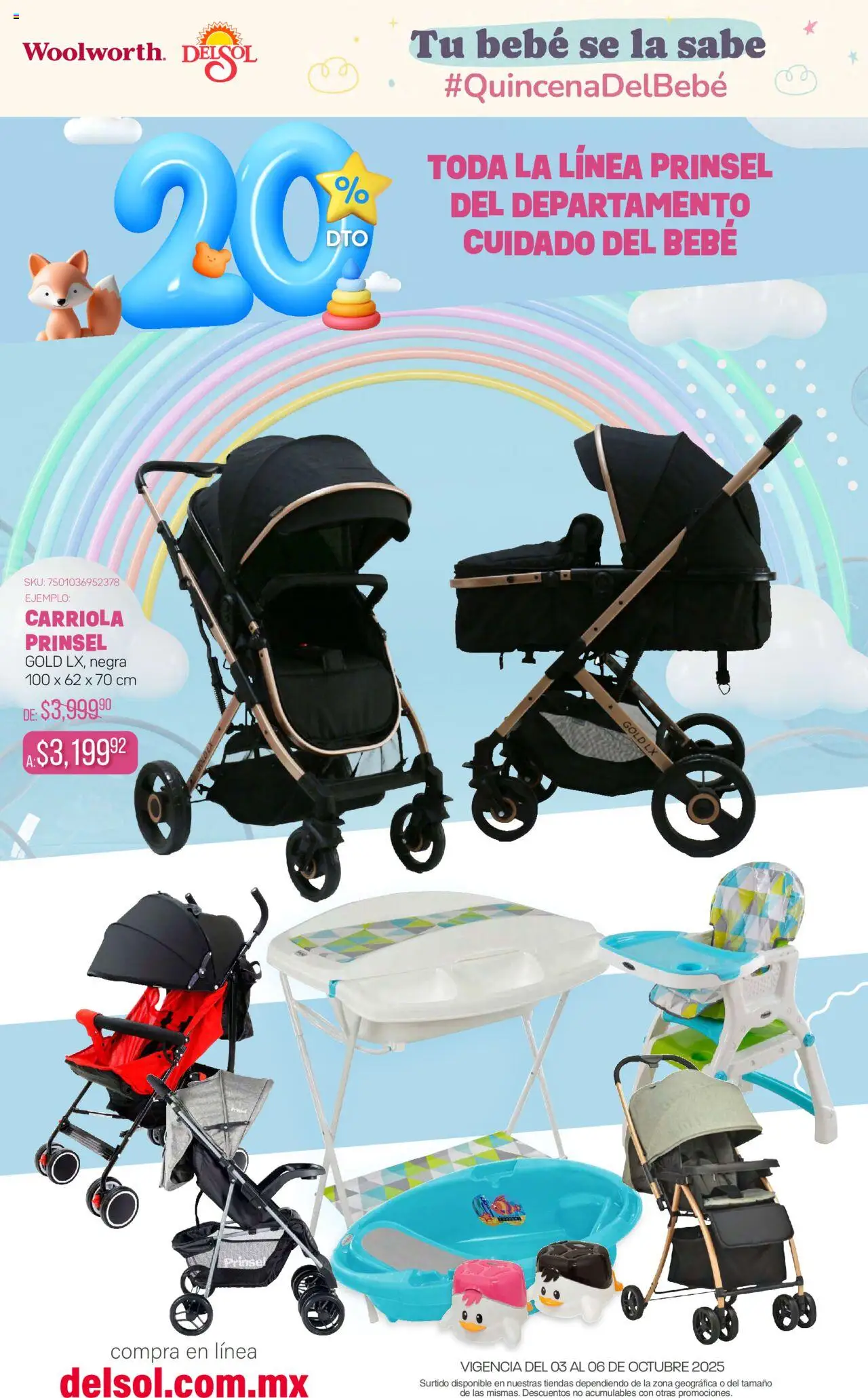 Nuevas ofertas de Del Sol y Woolworth válidas en toda la República Mexicana desde el 03.10.2025. ¡Encuentra las mejores ofertas en Del Sol y Woolworth - Catálogo Quincena del Bebé Accesorios! | Página: 4 | Productos: Carriola