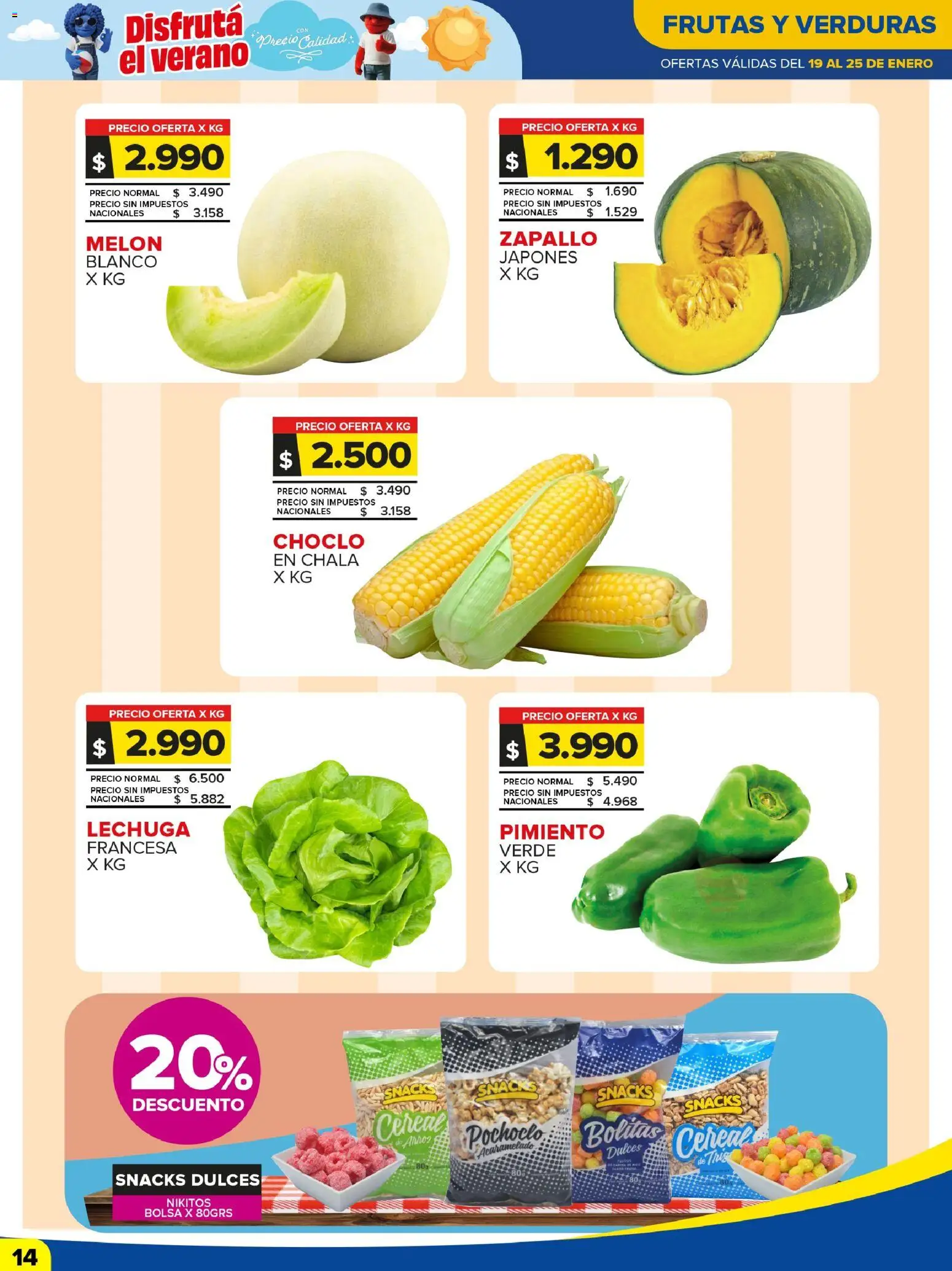 Carrefour Maxi catálogo │ válido desde el 19.01.2026 | Página: 14 | Productos: Choclo, Zapallo, Melón, Pimiento
