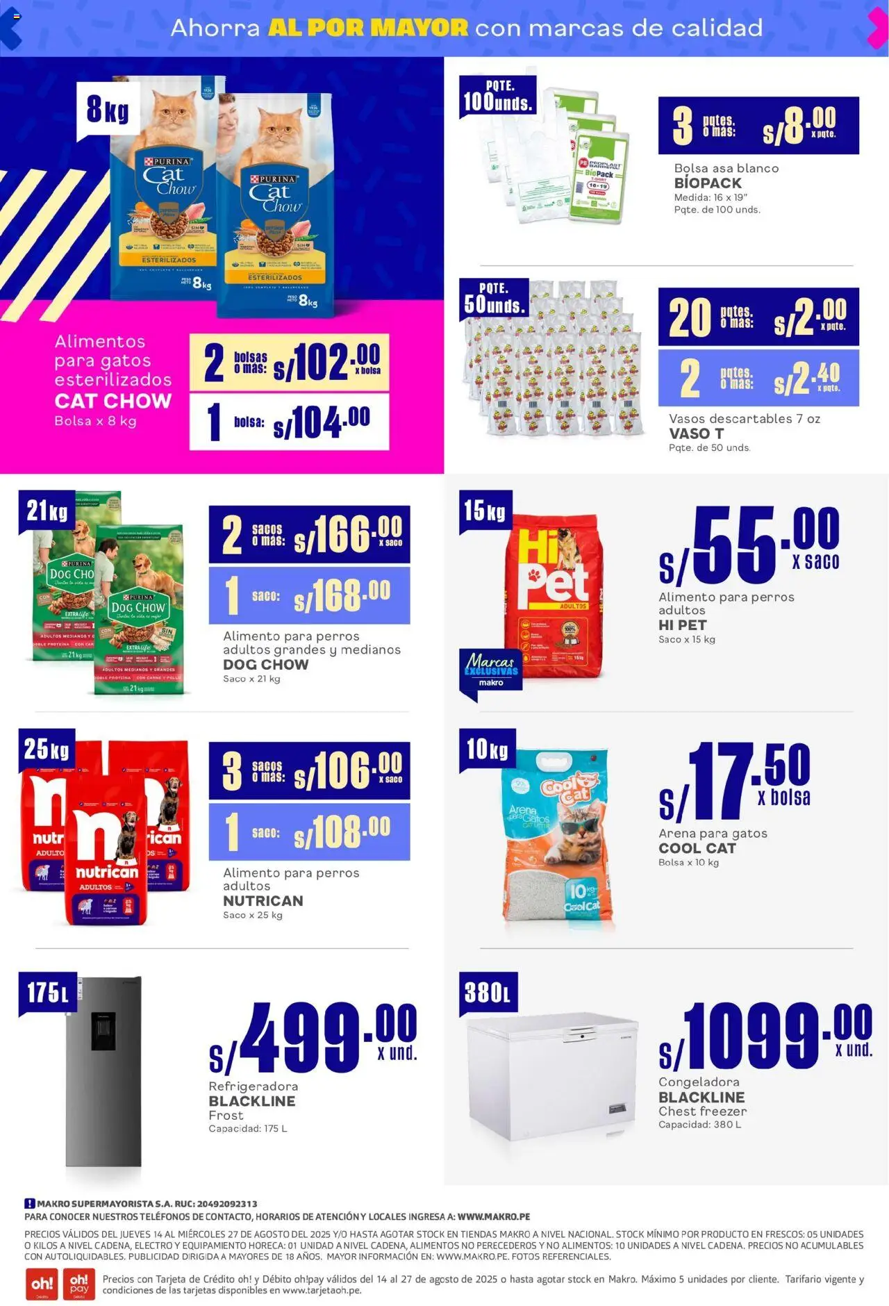 Catálogo Makro válido desde 14.08.2025 | Página: 8 | Productos: Vasos, Saco, Bolsa