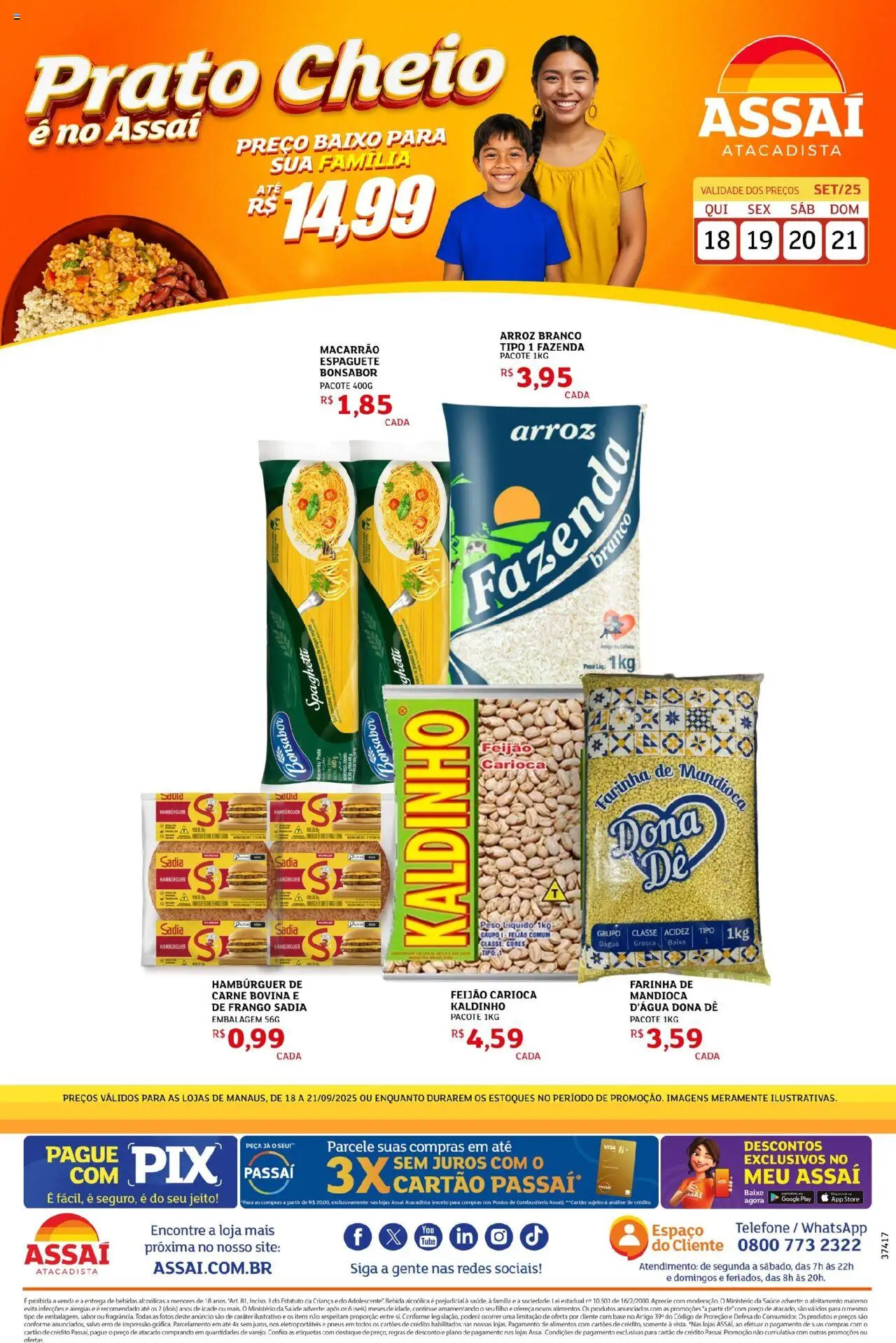 Assaí Atacadista Folheto - válido de 18.09.2025 | Página: 1 | Produtos: Espaguete, Pneus, Arroz, Hambúrguer