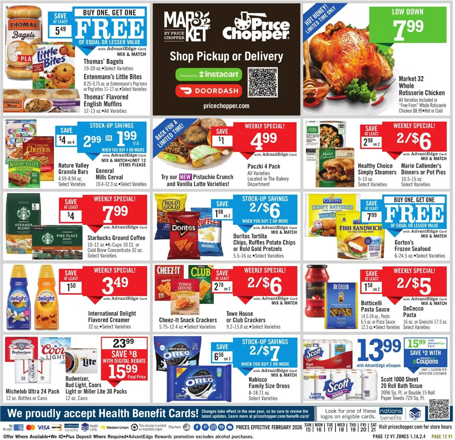Price Chopper Weekly Ad - valid from 15.02.2026 | Page: 12 | Products: Bakery, Chips, Sauce, Sugar