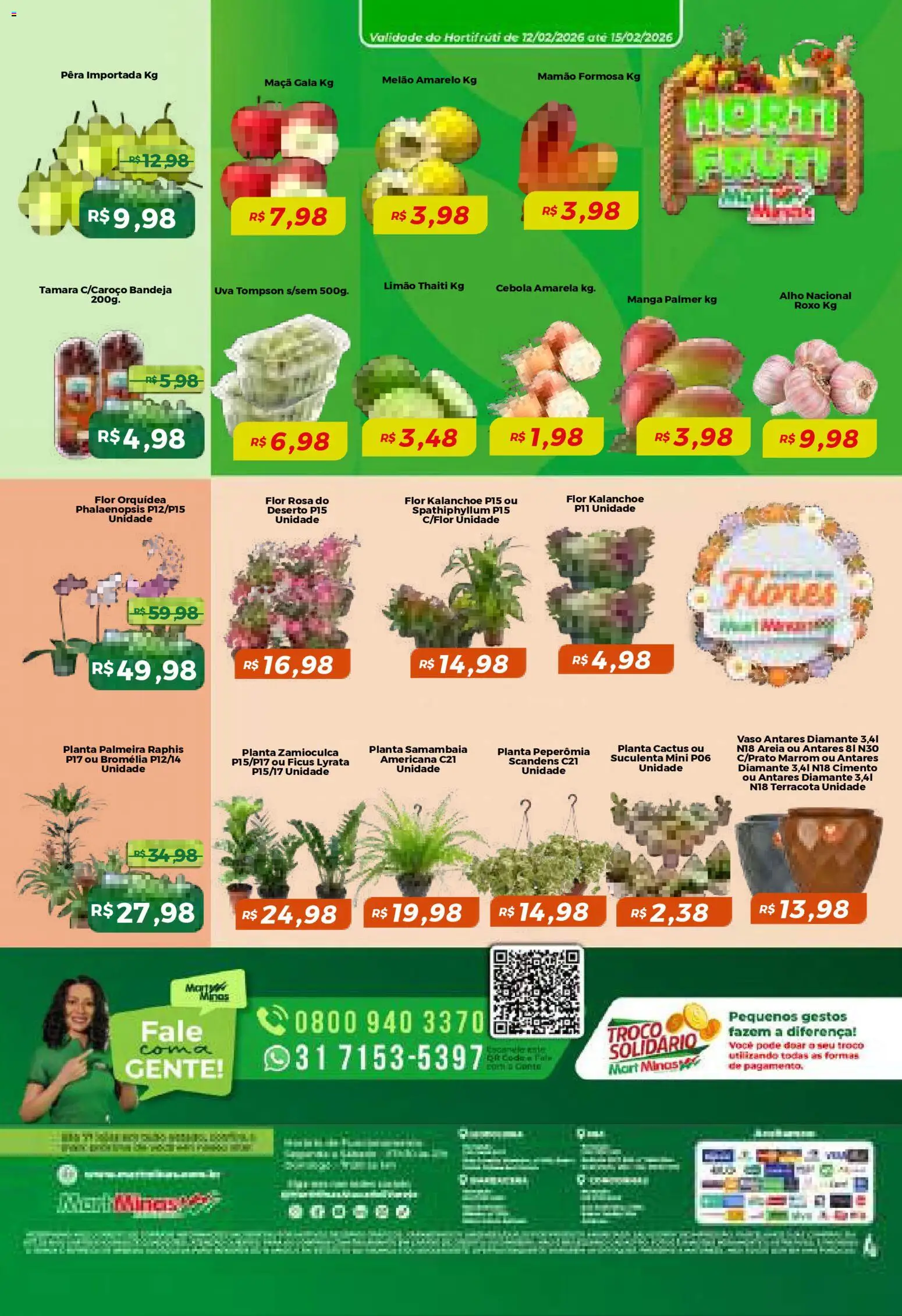 Mart Minas Folheto - válido de 12.02.2026 | Página: 8 | Produtos: Pera, Alho, Areia, Vaso