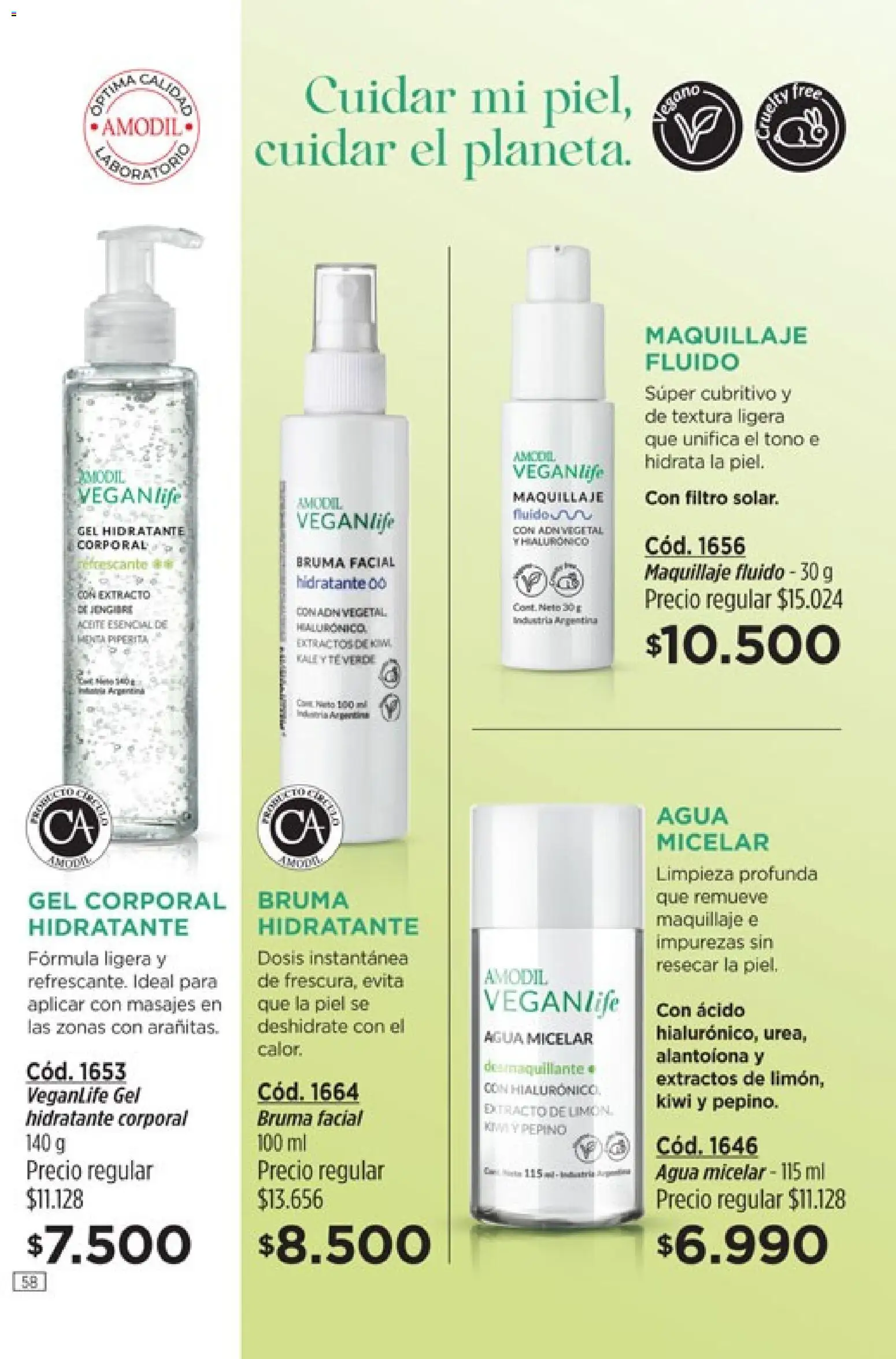 Catálogo Amodil Campaña 1/2026 │ válido desde el 01.01.2026 | Página: 58 | Productos: Gel corporal, Bruma, Agua, Kiwi