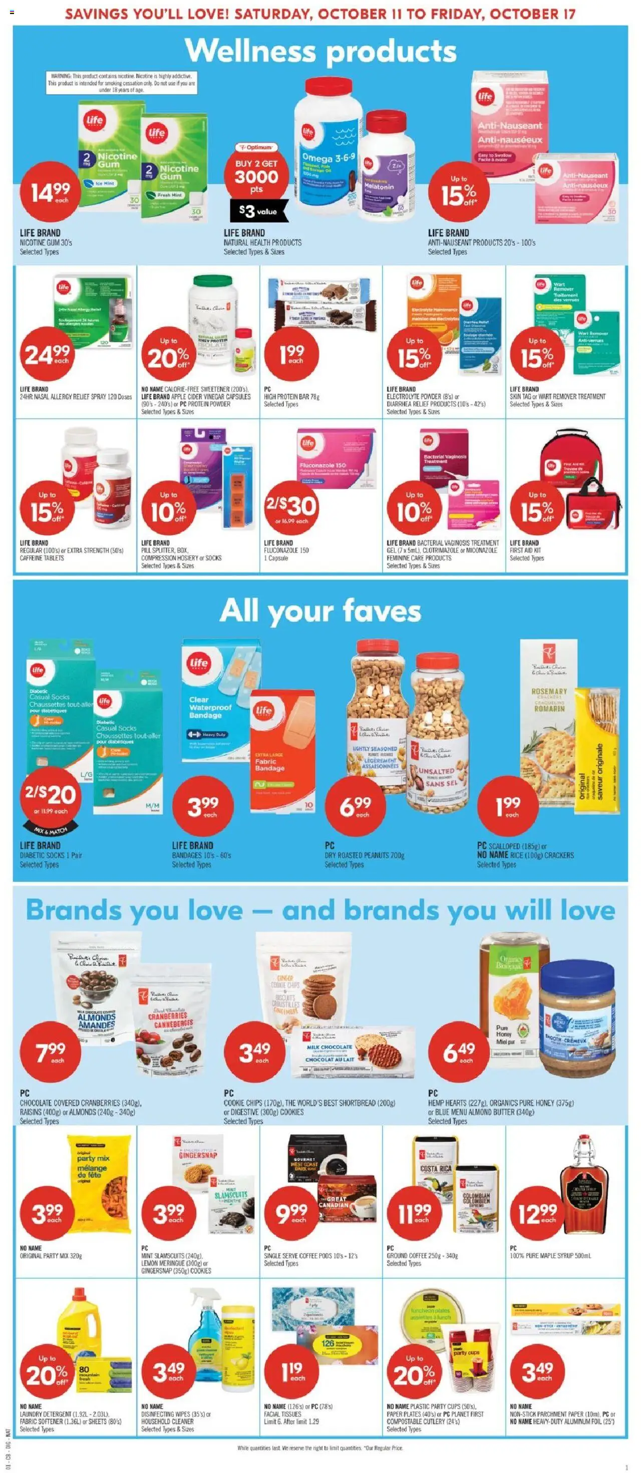 Shoppers flyer valid from 11.10.2025 | Page: 14 | Products: Cookies, Fabric softener, Butter, Chocolate