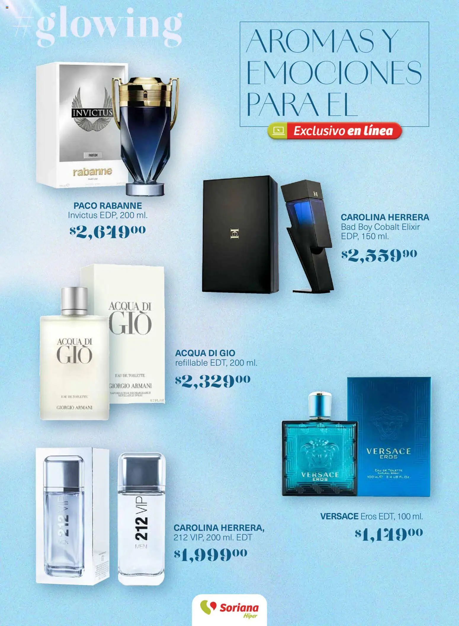 Nuevas ofertas de Soriana válidas en toda la República Mexicana desde el 12.03.2026. ¡Encuentra las mejores ofertas en Soriana - Glowing Descubre tu belleza Híper Nacional! | Página: 34 | Productos: Eau de toilette