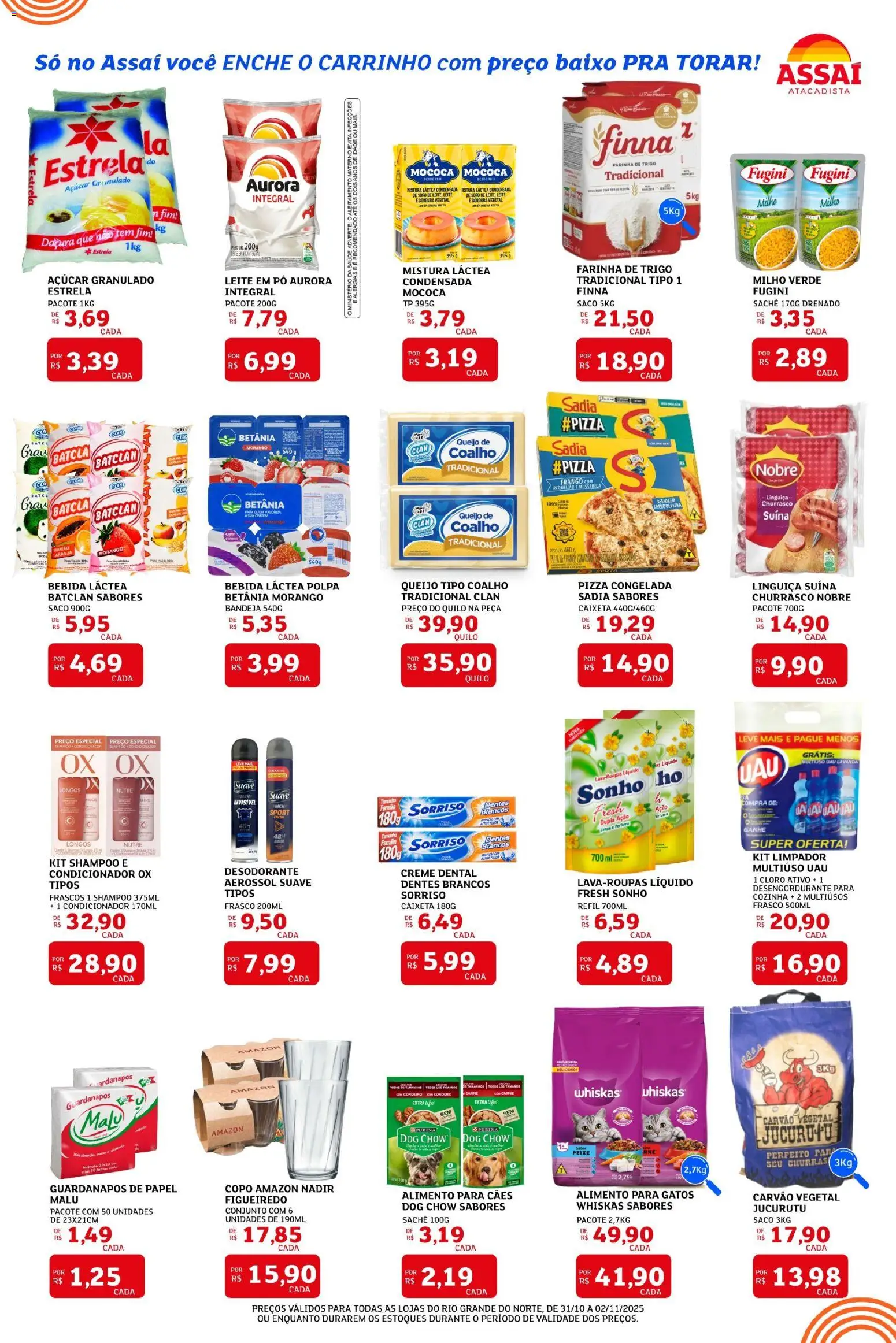 Assaí Atacadista Folheto - válido de 31.10.2025 | Página: 2 | Produtos: Peixe, Bebida, Açúcar, Mussarela