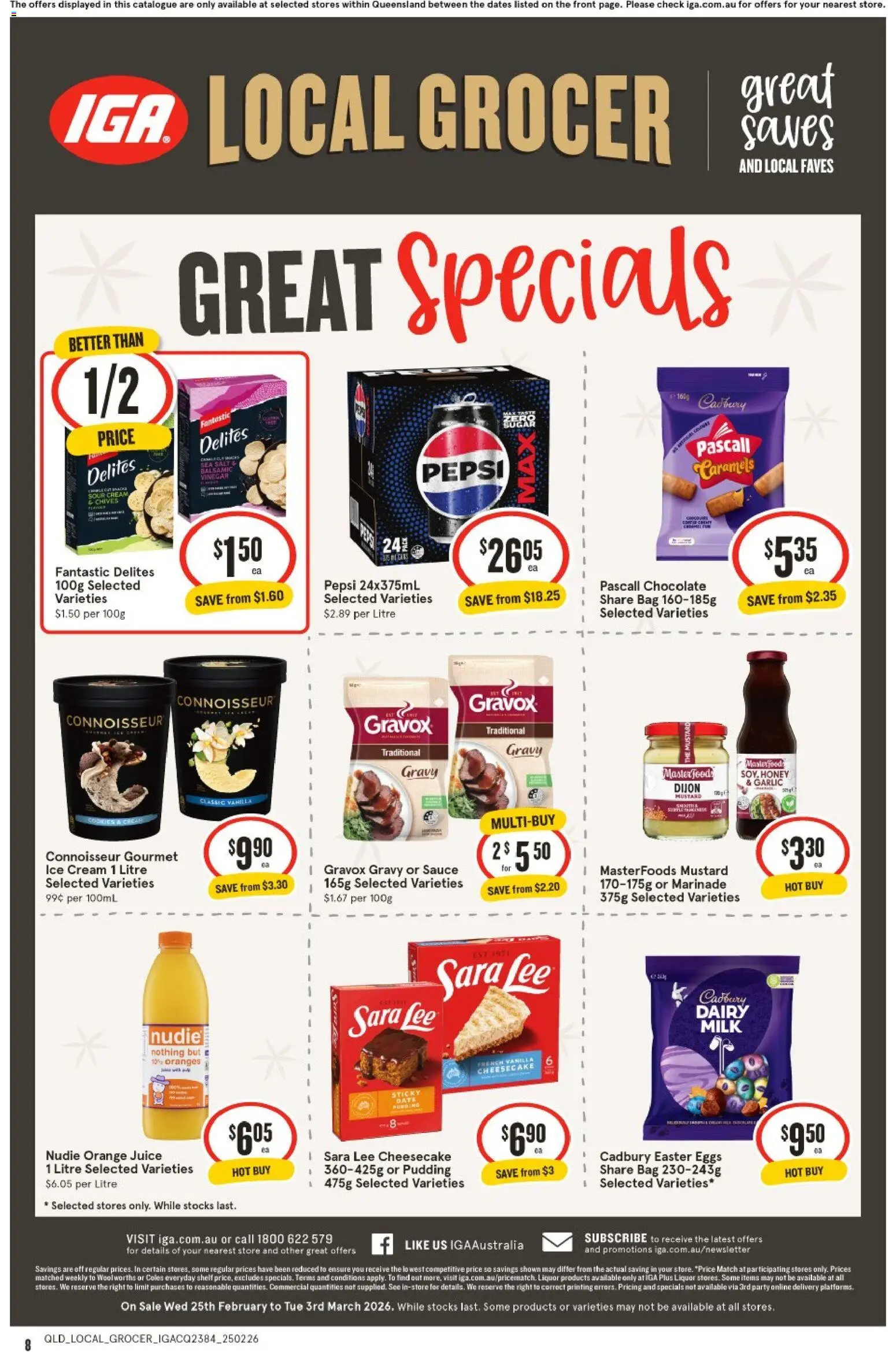 IGA catalogue - valid from 25.02.2026 | Page: 8 | Products: Shelf, Juice, Mustard, Garlic