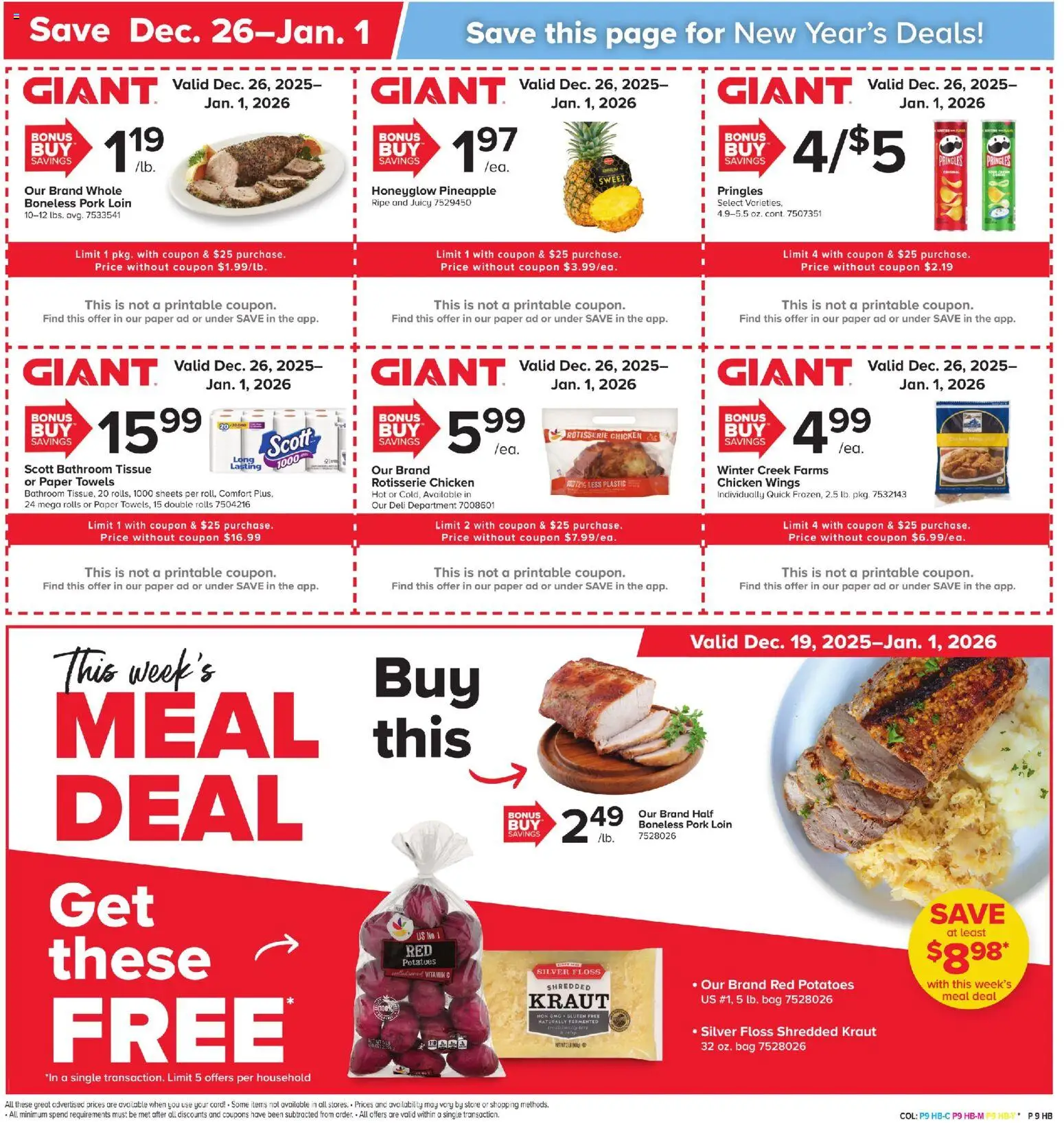 Giant Weekly Ad - valid from 19.12.2025 | Page: 7 | Products: Pork, Pineapple, Potatoes, Bag