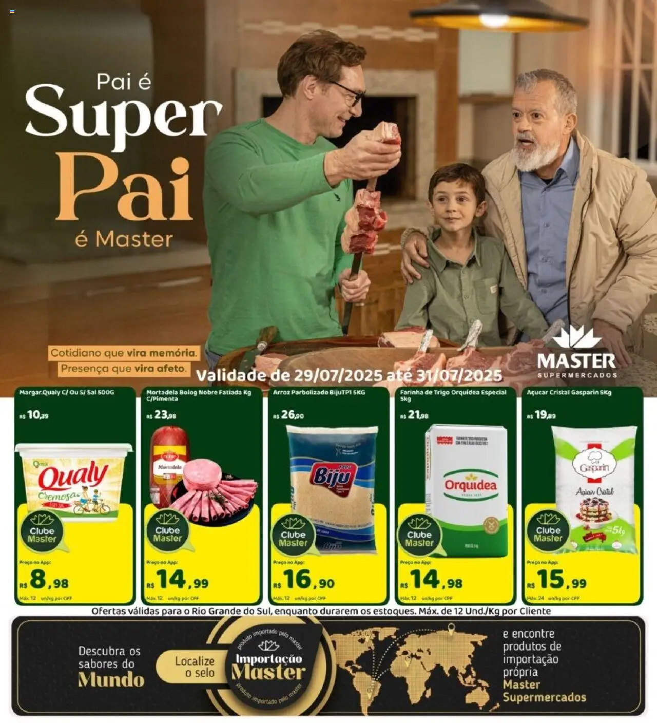 Master Folheto - válido de 29.07.2025 | Página: 1 | Produtos: Farinha de trigo, Mortadela, Arroz, Açúcar