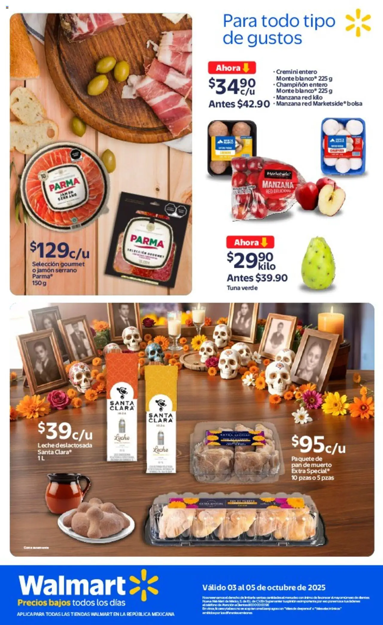 Nuevas ofertas de Walmart válidas en toda la República Mexicana desde el 03.10.2025. ¡Encuentra las mejores ofertas en Walmart - Folleto Precios Bajos! | Página: 3 | Productos: Manzana, Leche, Pan, Jamón