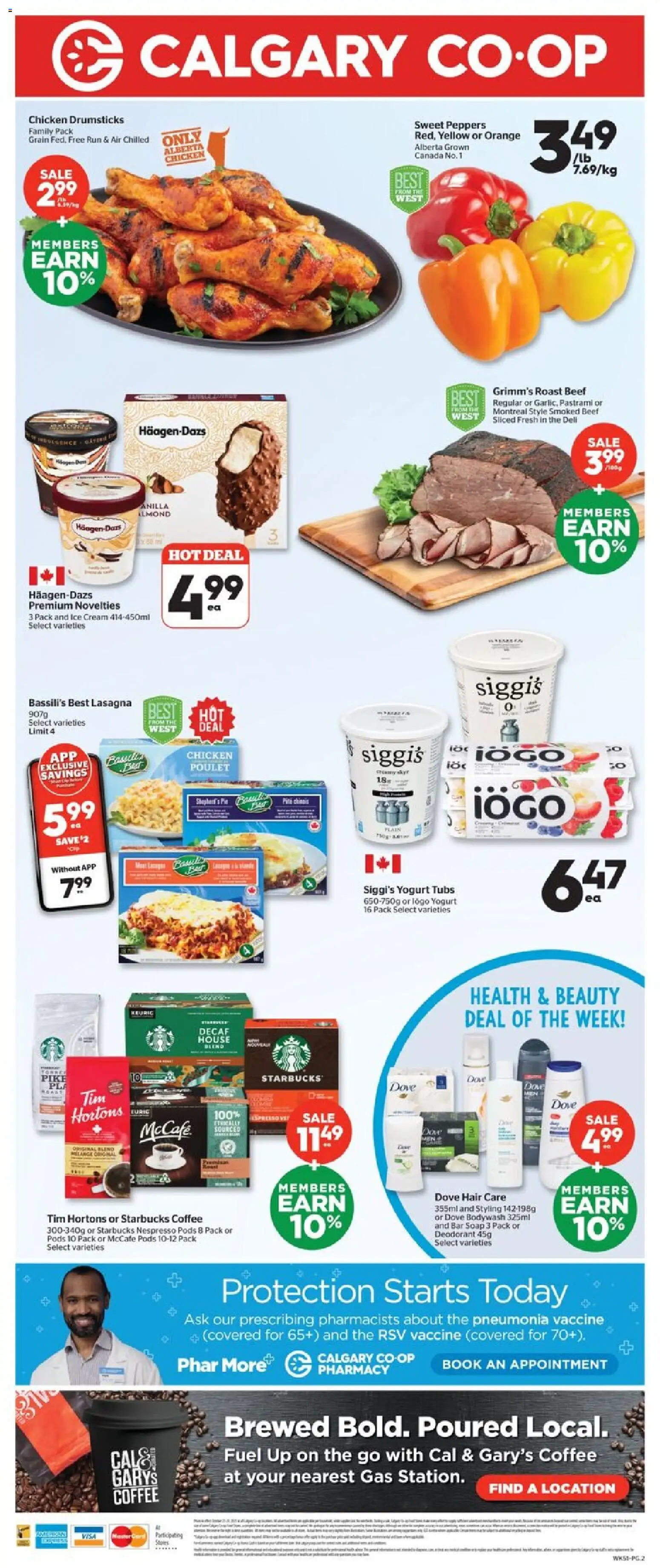 Calgary Co-op flyer valid from 23.10.2025 | Page: 2 | Products: Beef, Cream, Ice cream, Yogurt