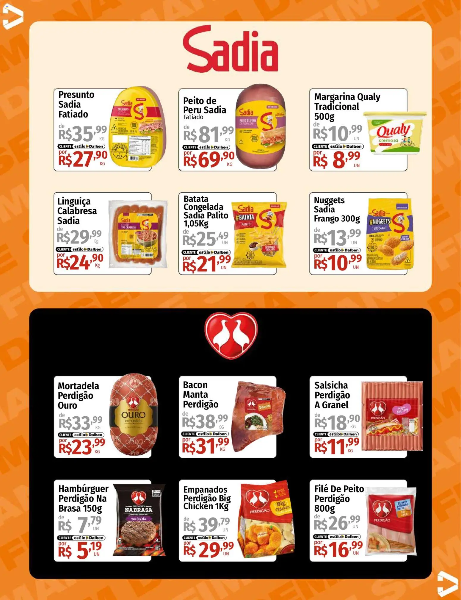 Supermercado Dalben Folheto - válido de 17.04.2026 | Página: 12 | Produtos: Presunto, Hambúrguer, Batata, Frango